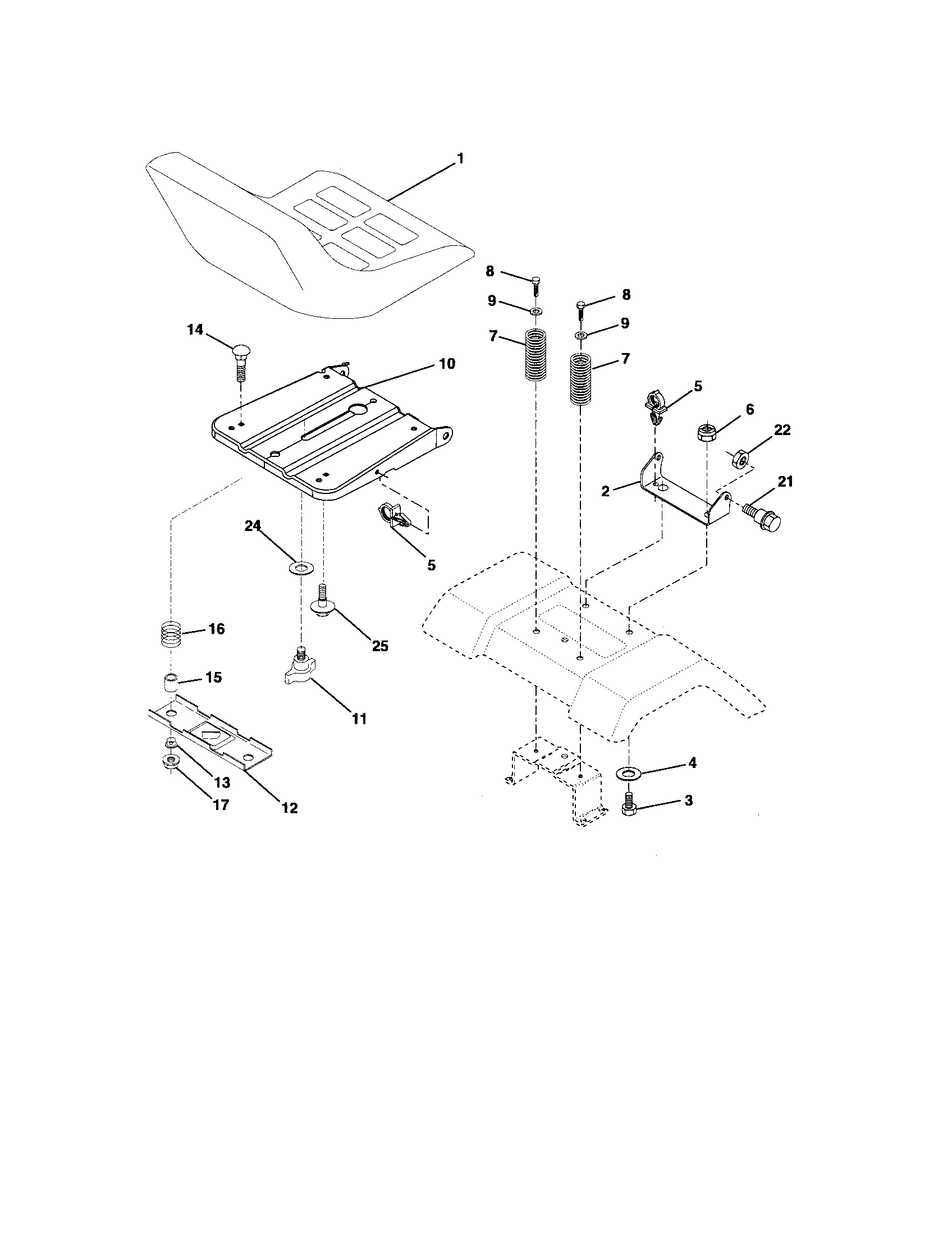 Poulan 96012000400 seat assembly diagram