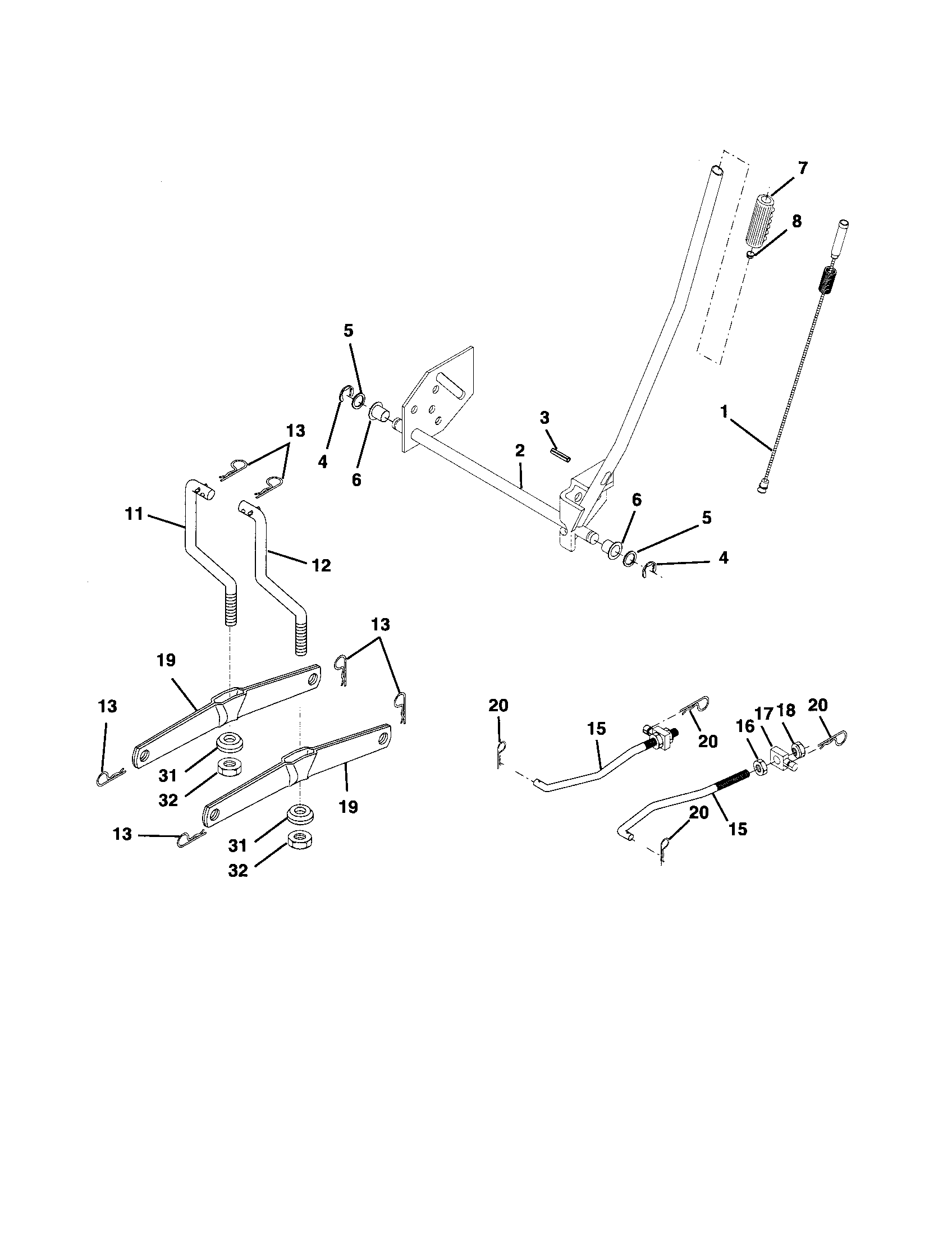 Poulan 96012000400 mower lift diagram