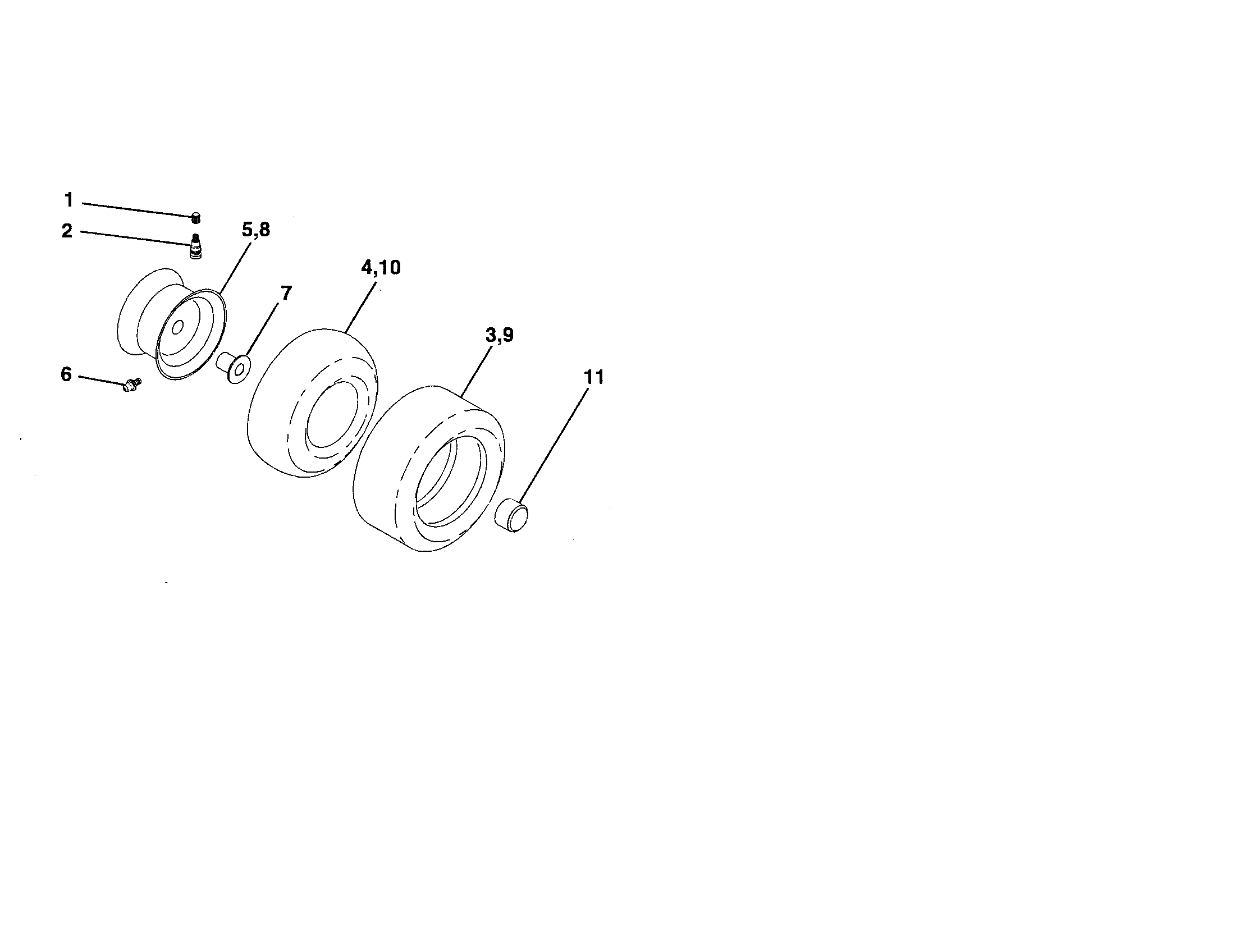 Poulan 96012000400 wheels and tires diagram