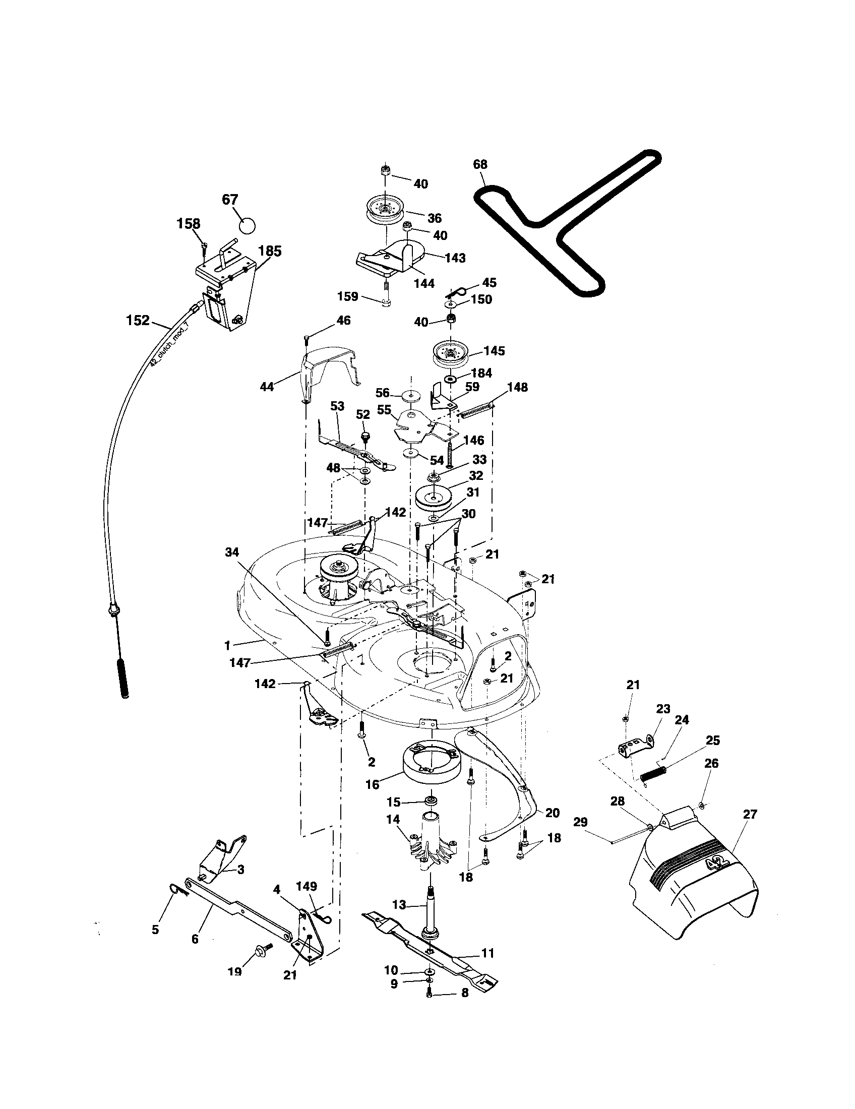 Poulan 96012000401 mower deck diagram