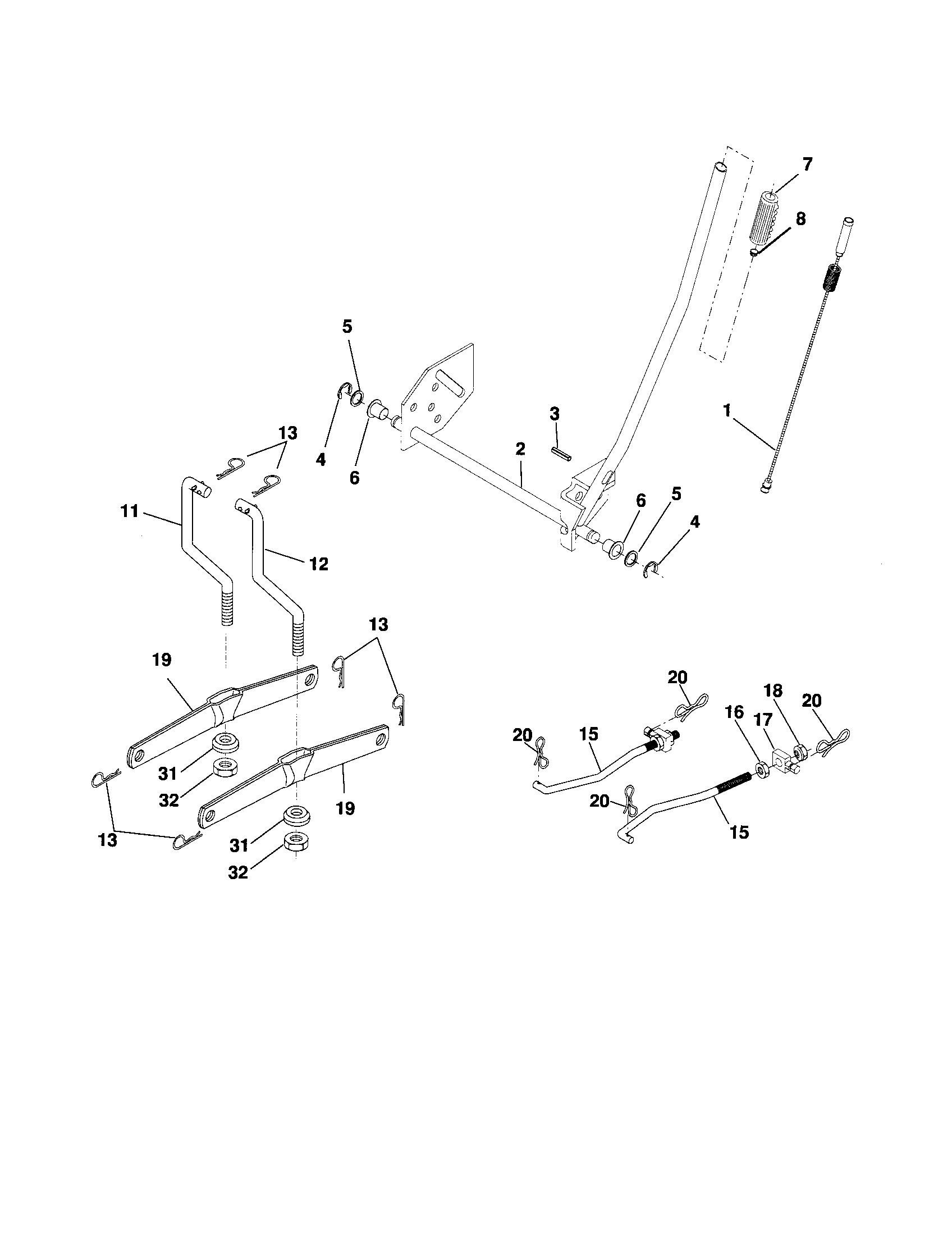 Poulan 96012000401 mower lift diagram
