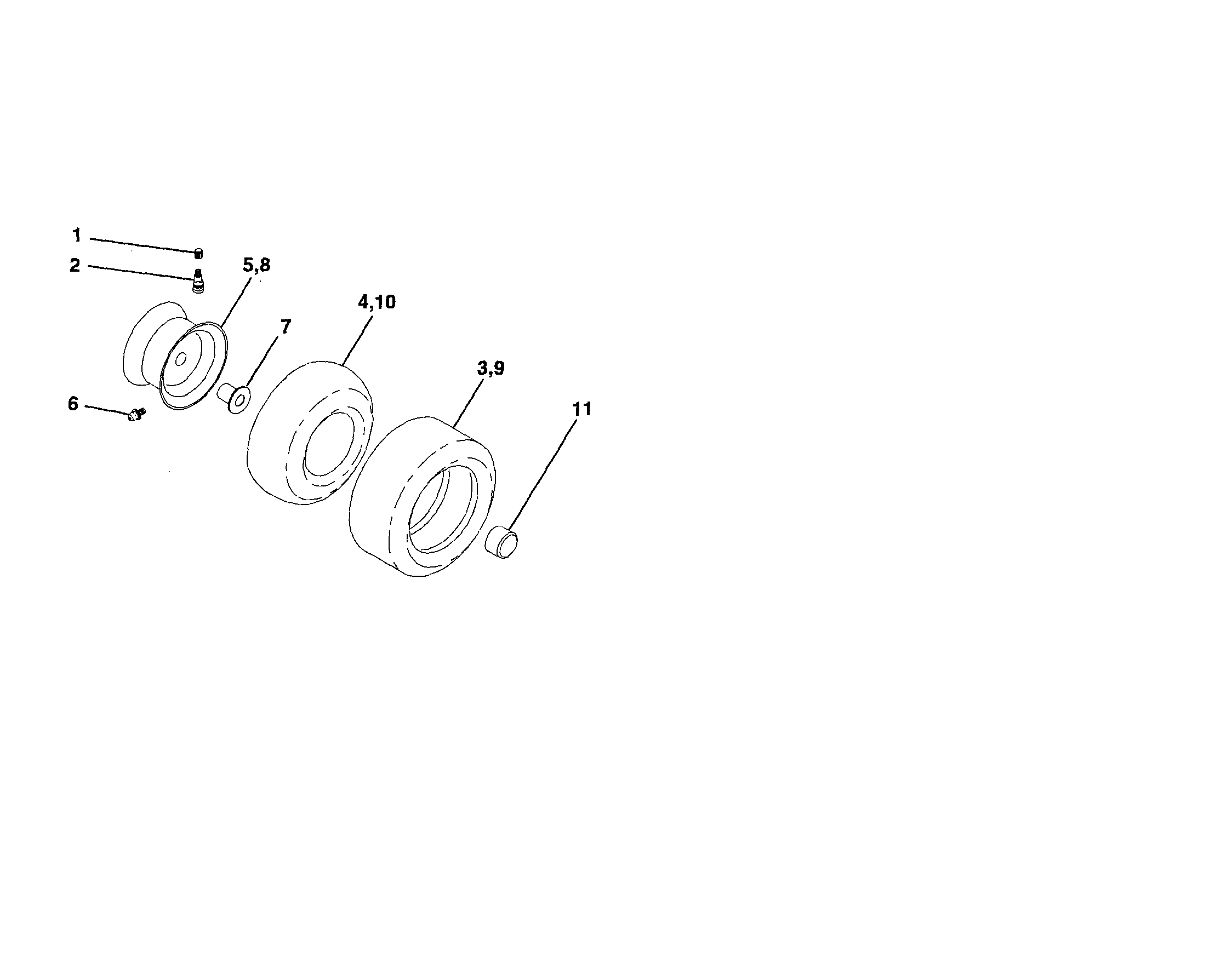 Poulan 96012000401 wheels and tires diagram