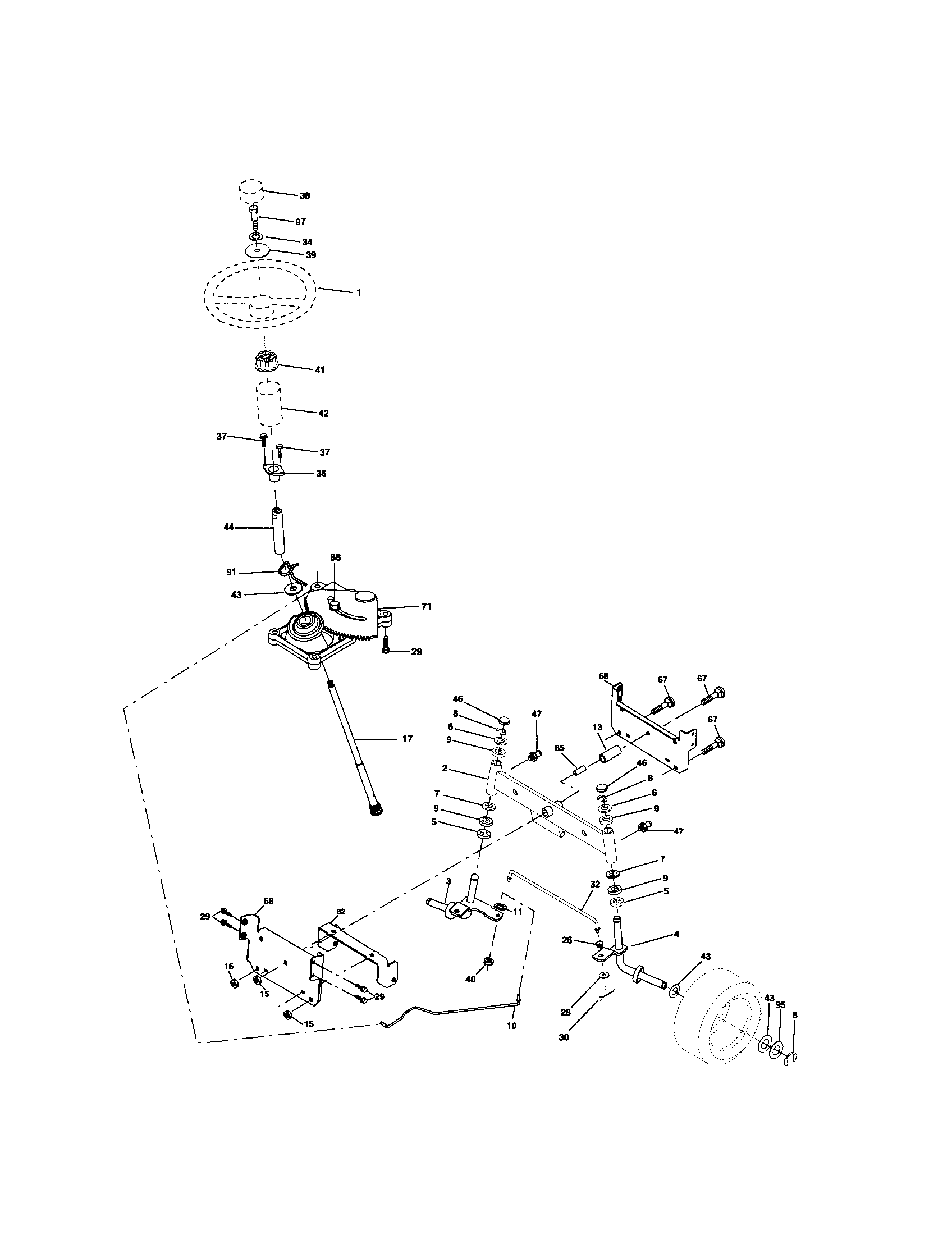 Poulan 96012000403 steering assembly diagram