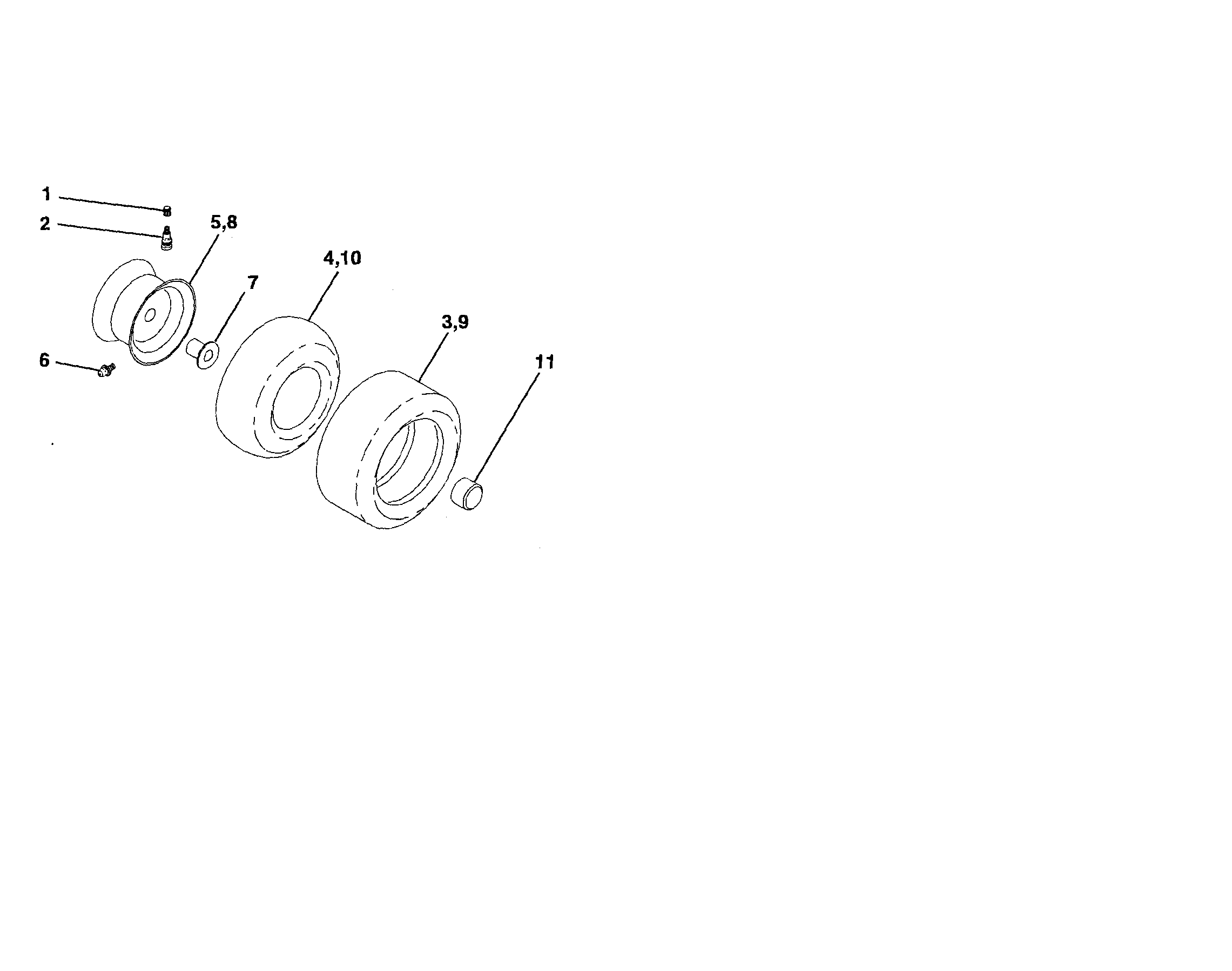 Poulan 96012000403 wheels and tires diagram