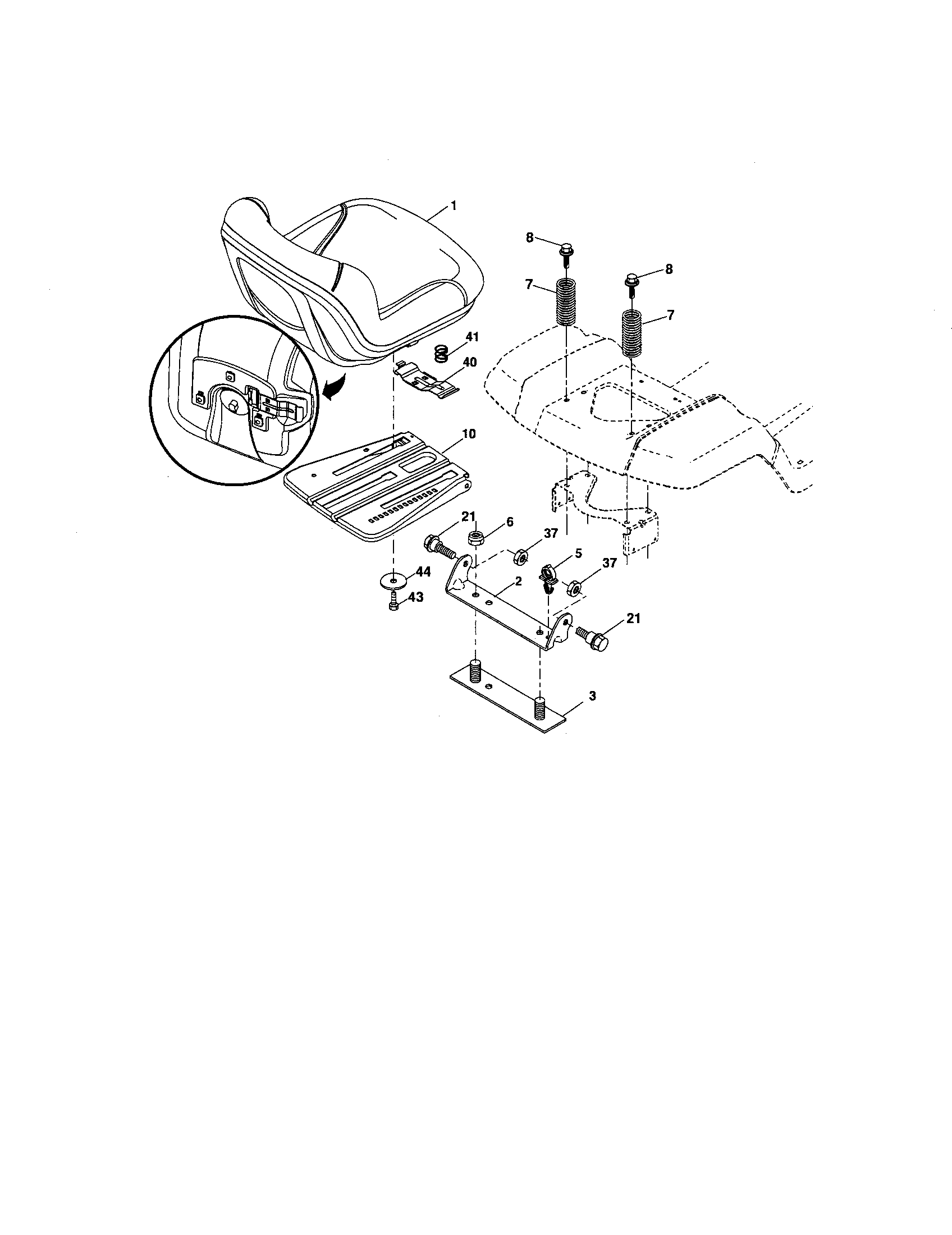 Husqvarna LOGTH2448T seat assembly diagram