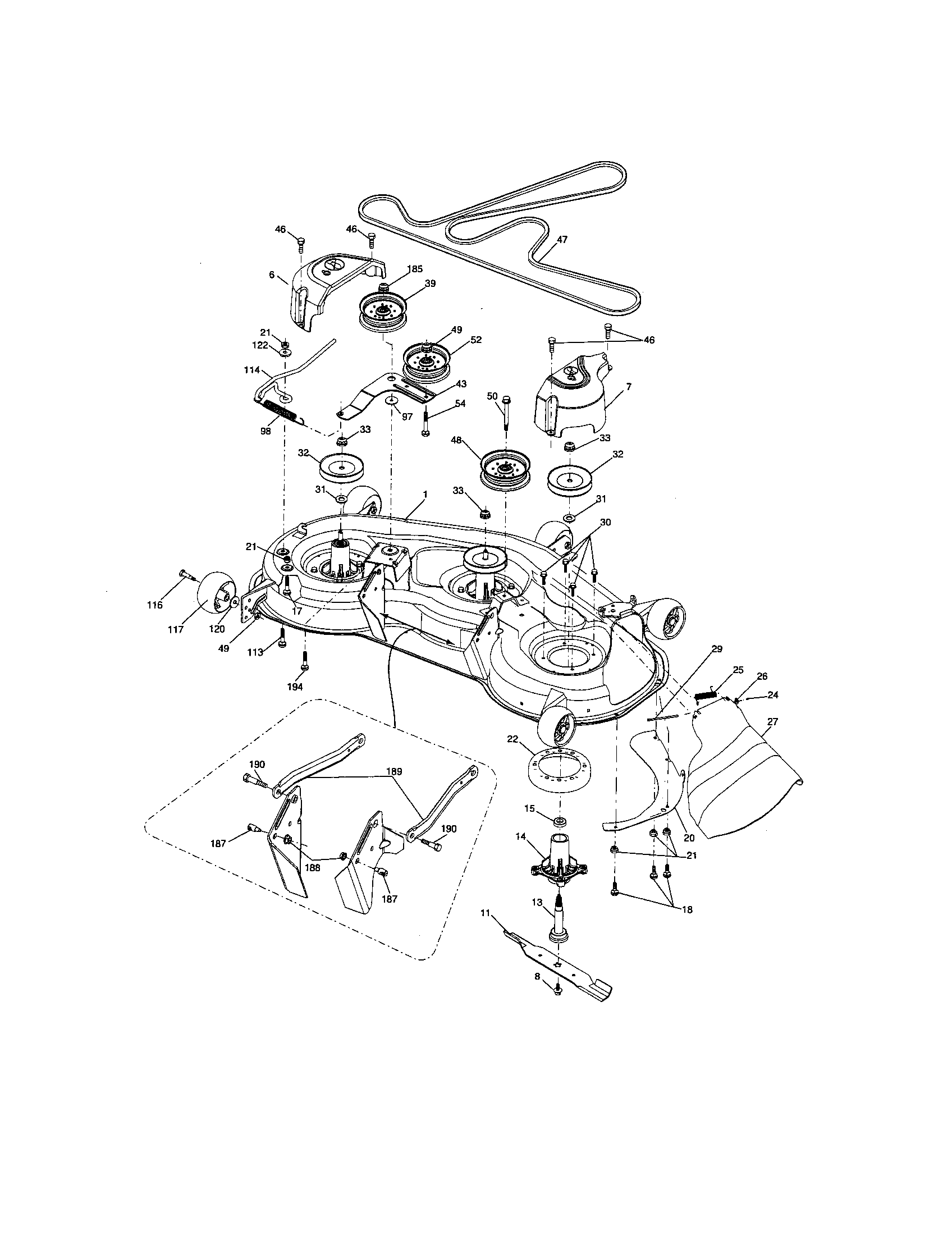 Husqvarna LOGTH2448T mower deck diagram