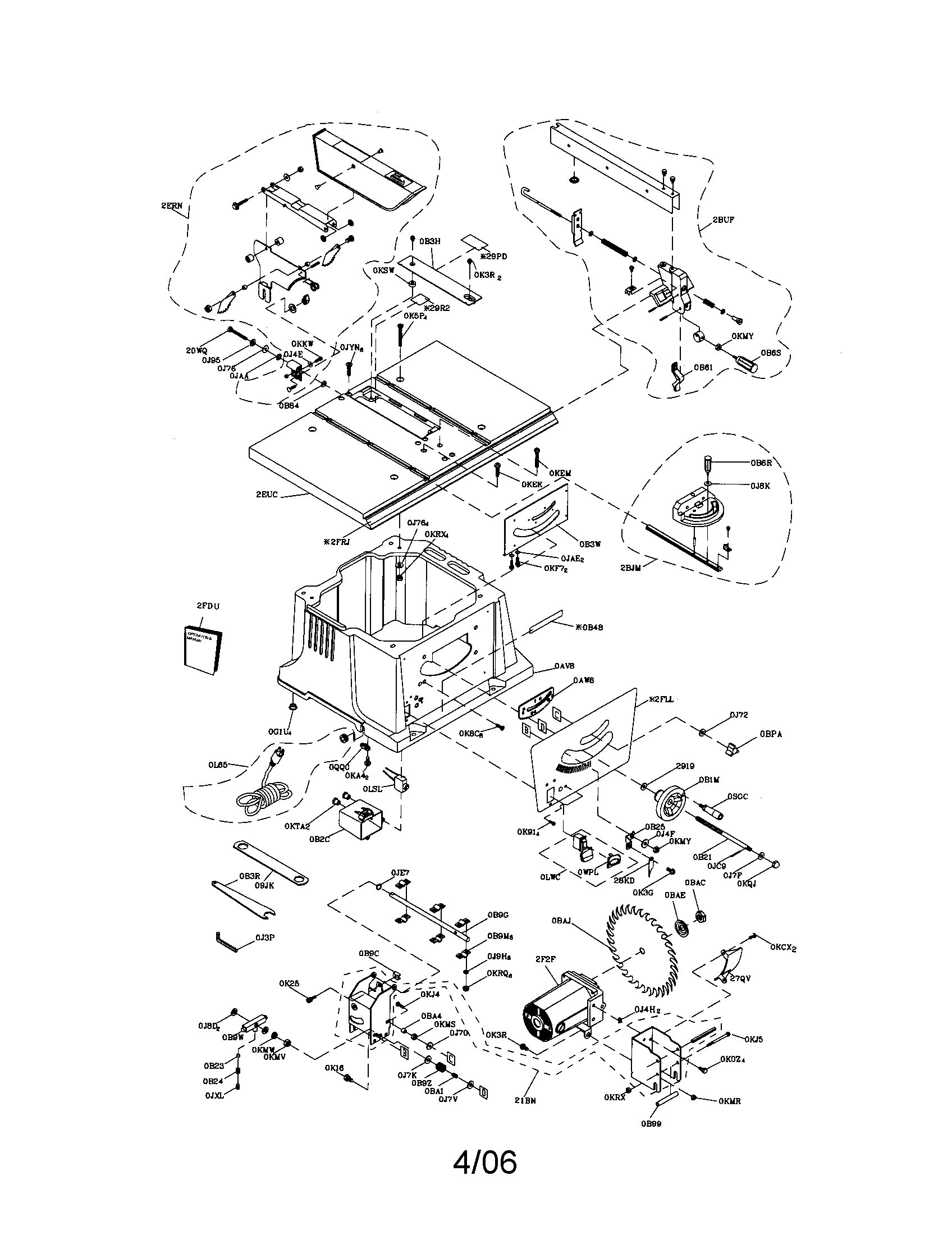 Craftsman 137218020 table saw diagram