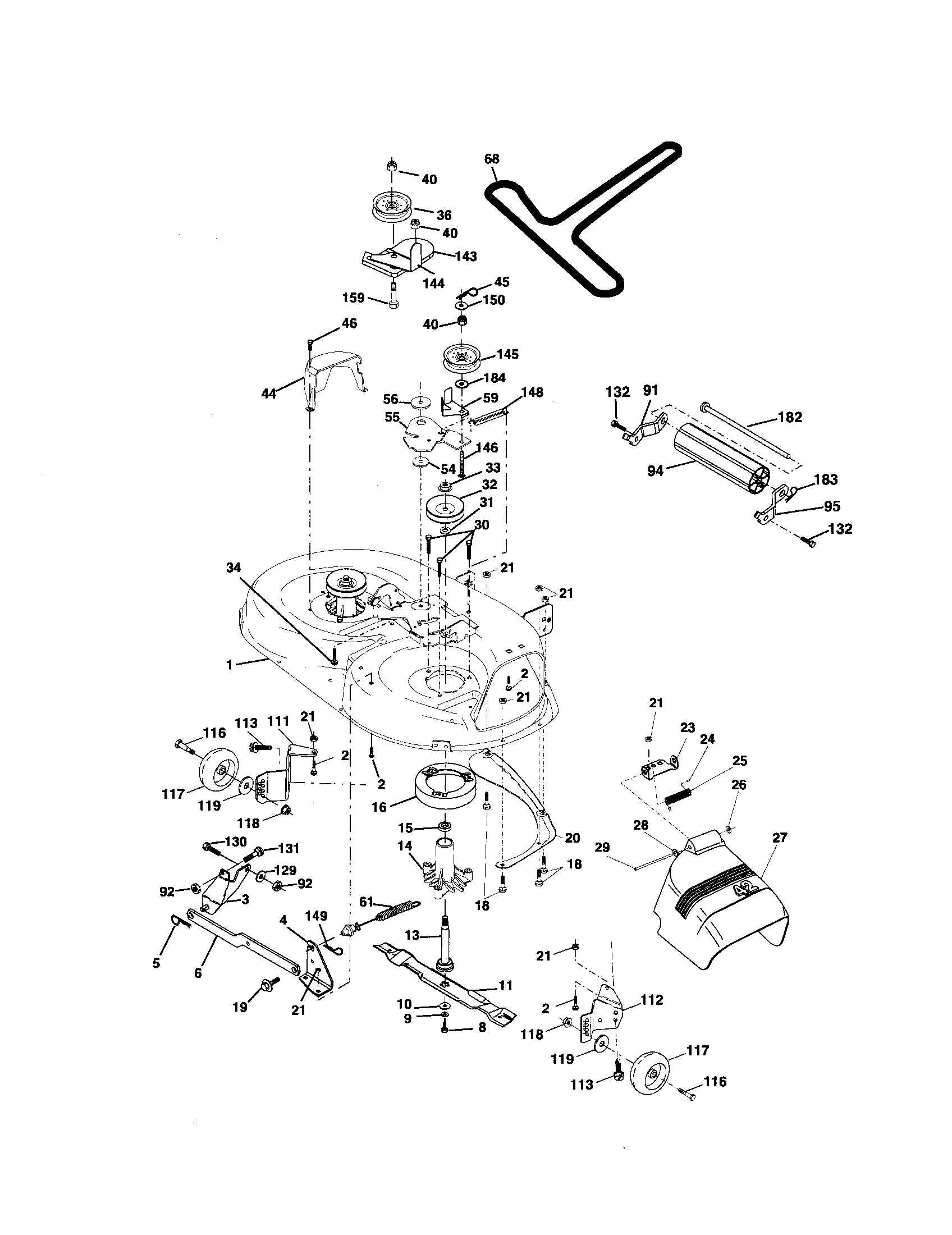Poulan 96012003000 mower deck diagram