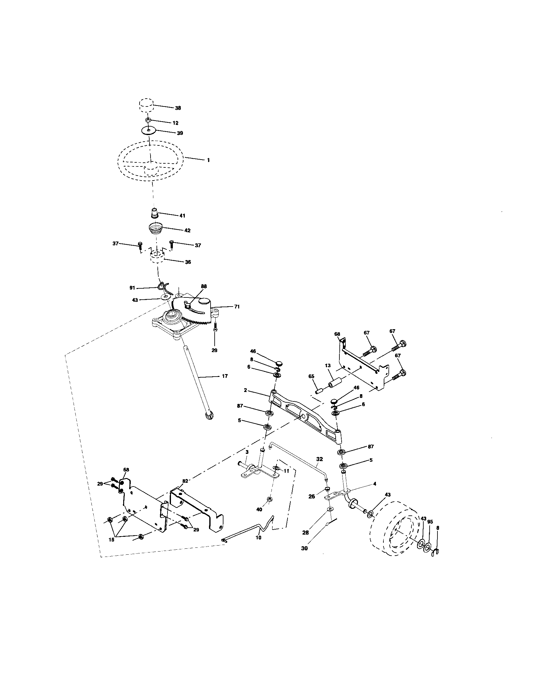 Poulan 96012000700 steering assembly diagram