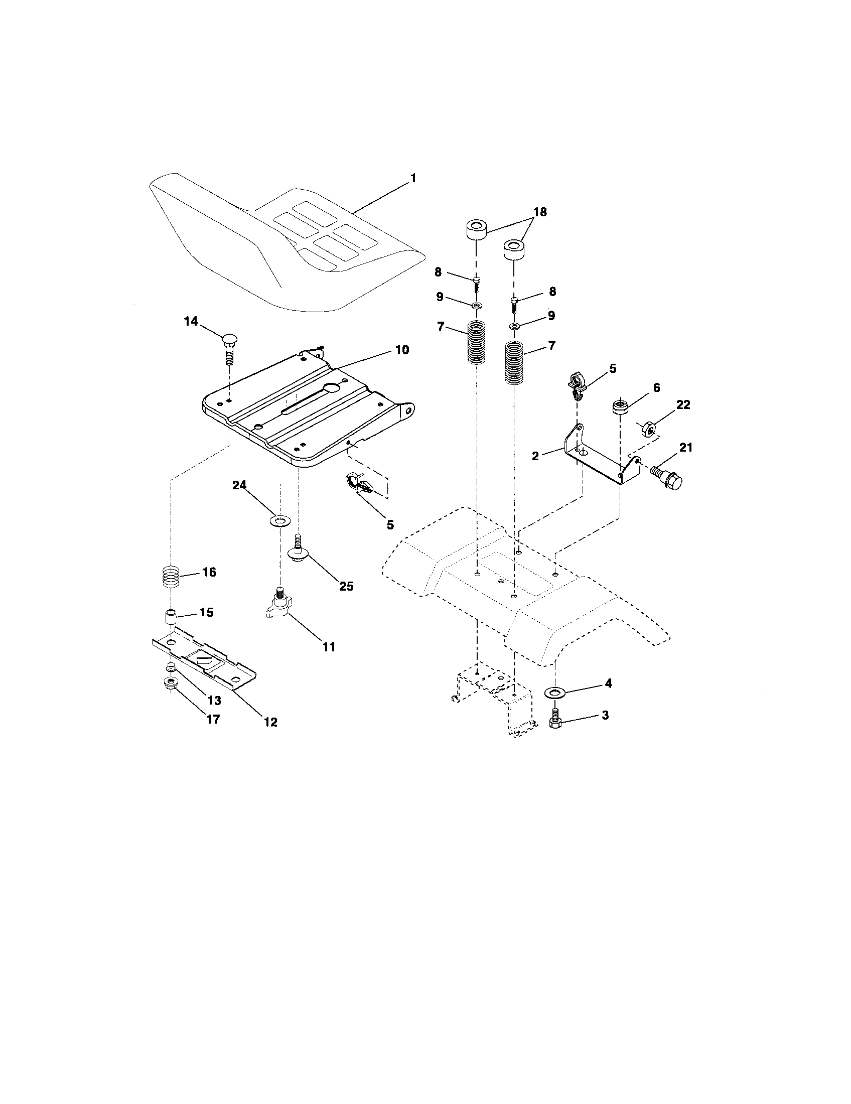 Poulan 96012000700 seat assembly diagram