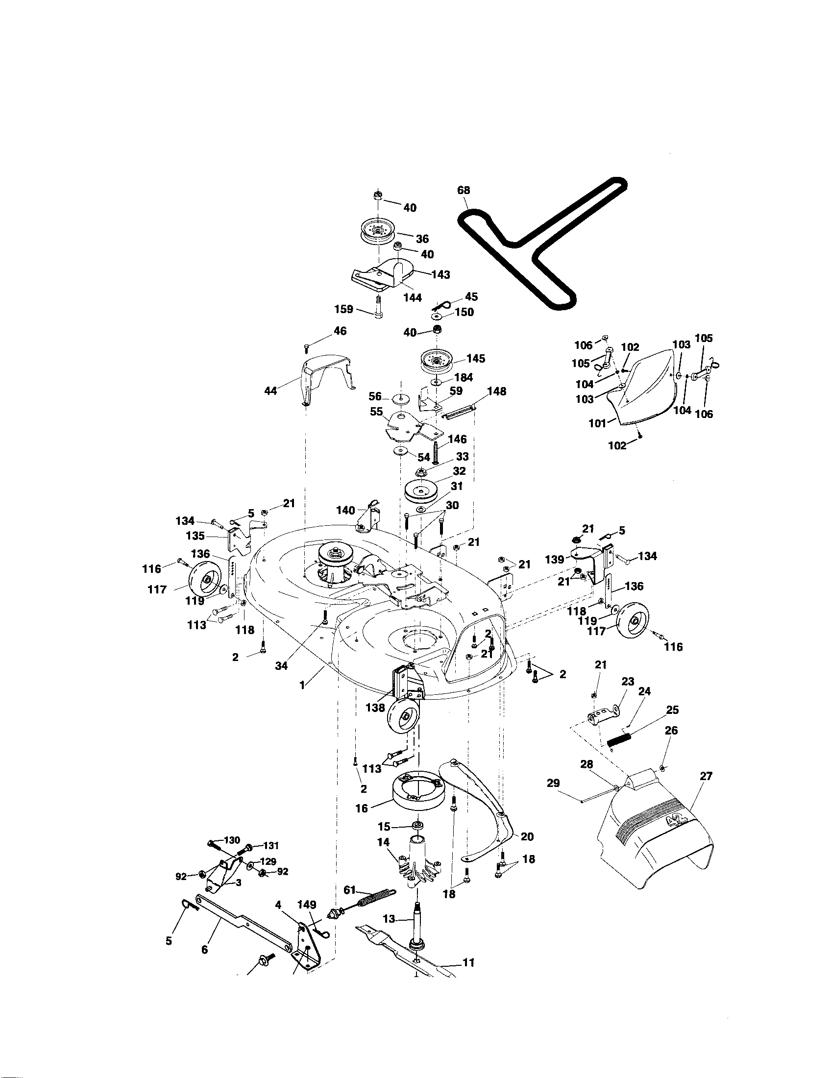 Poulan 96012000700 mower deck diagram