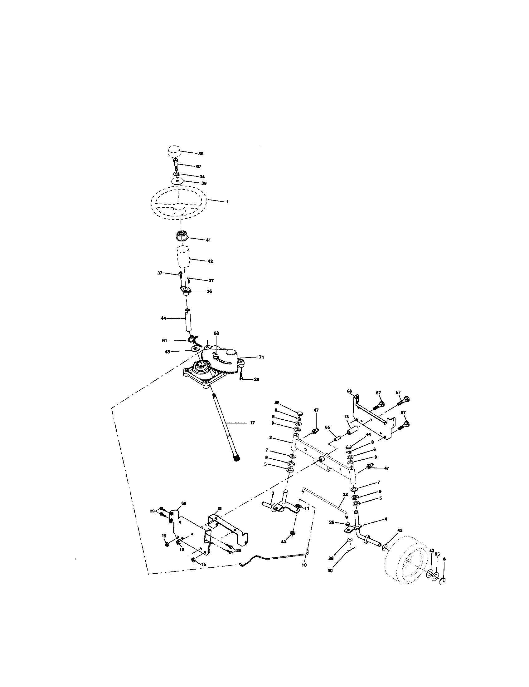 Poulan 96012001102 steering assembly diagram