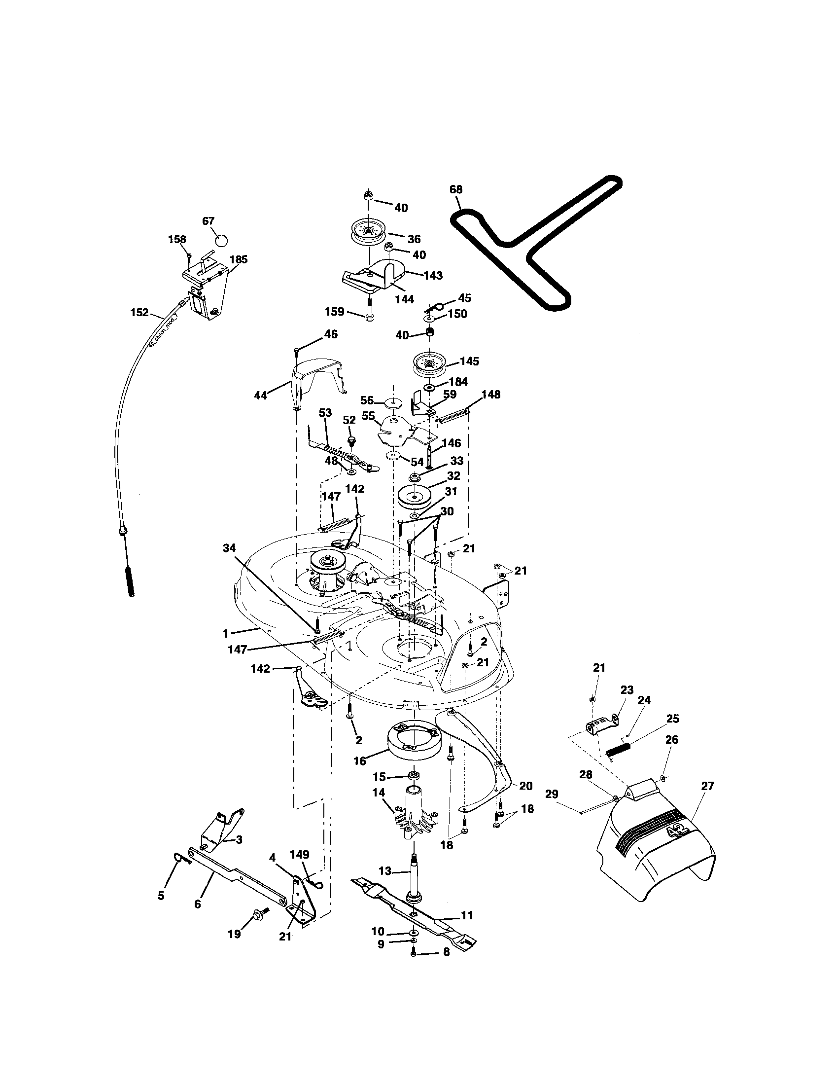Poulan 96012001102 mower deck diagram