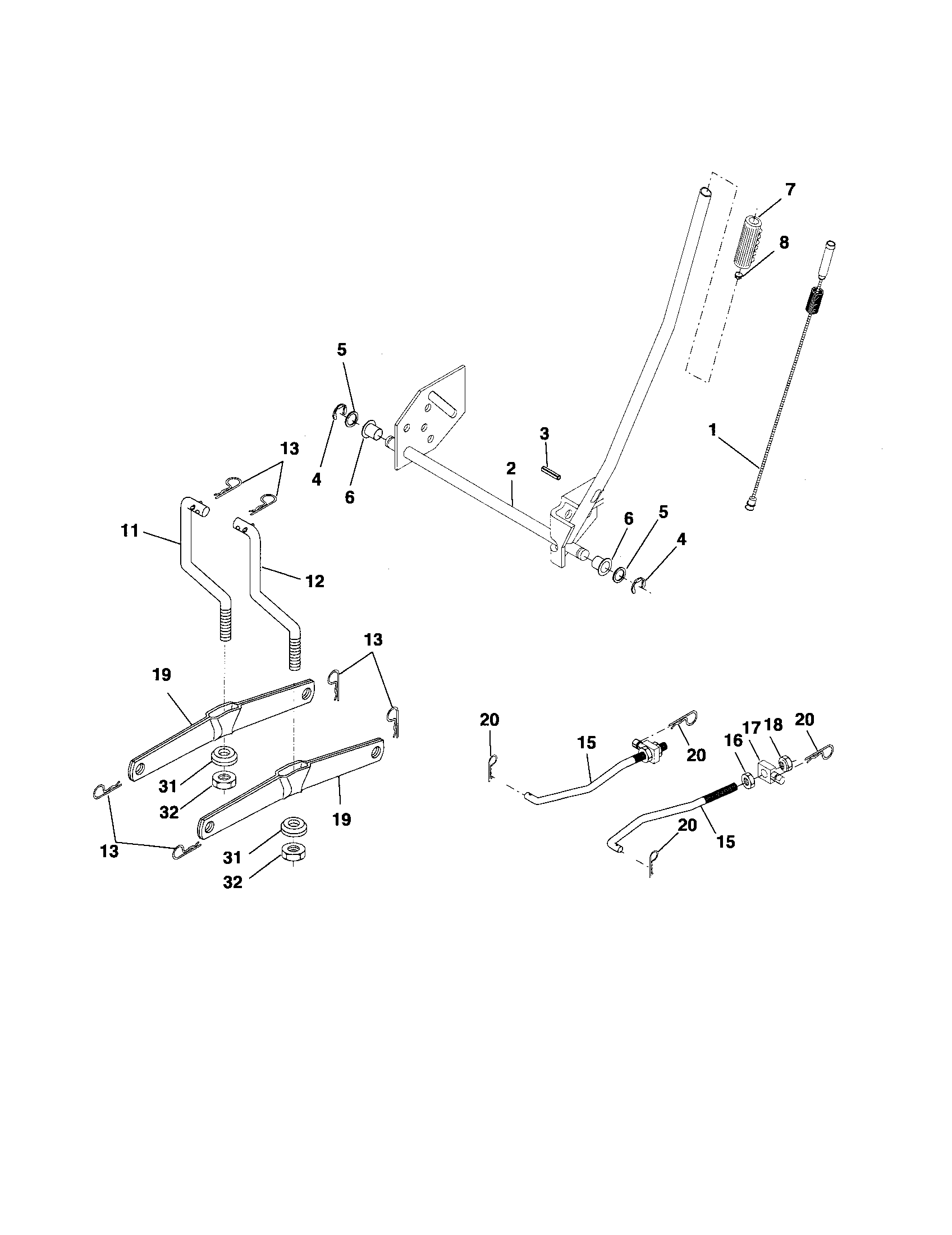 Poulan 96012001102 mower lift diagram