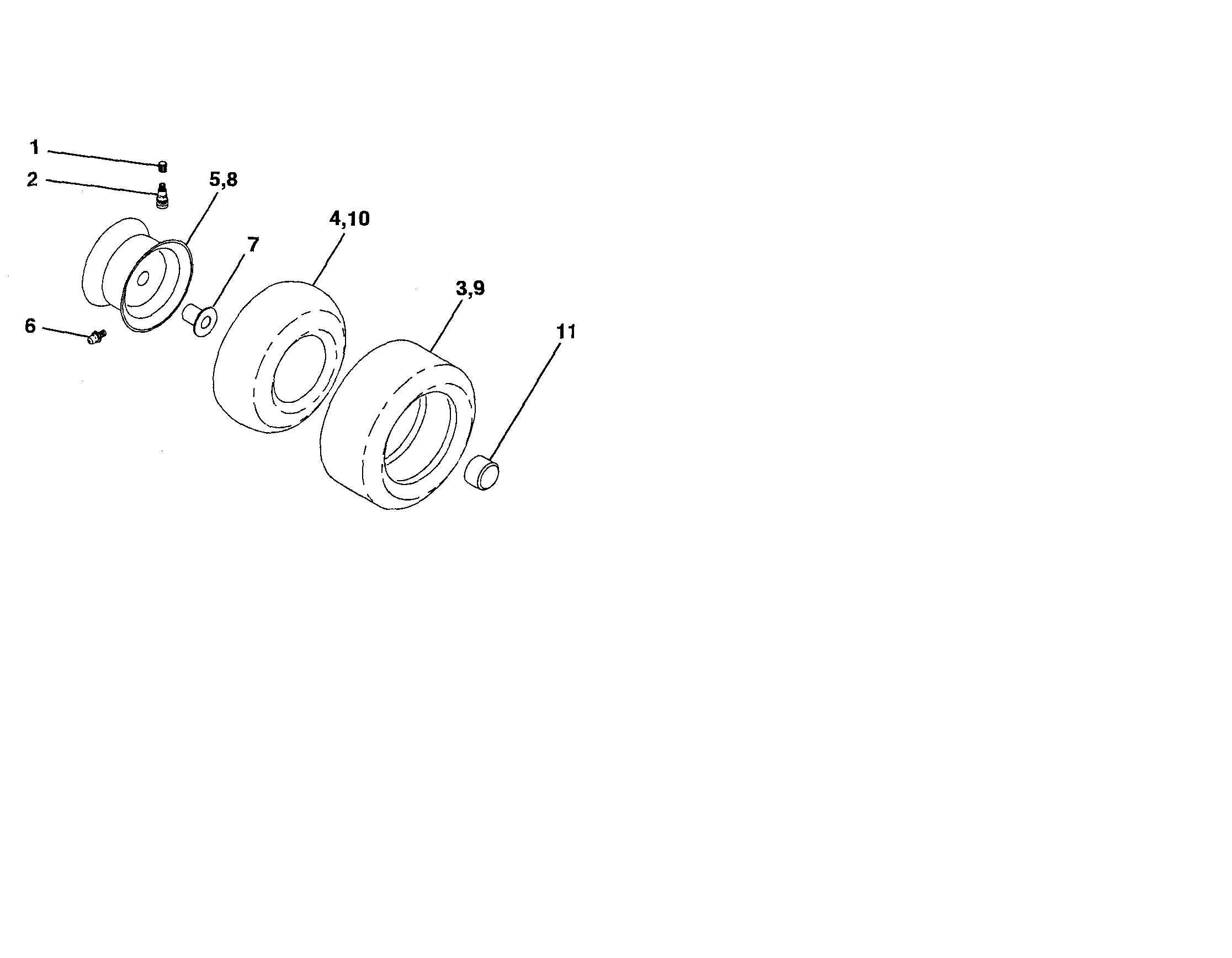 Poulan 96012001102 wheel and tires diagram