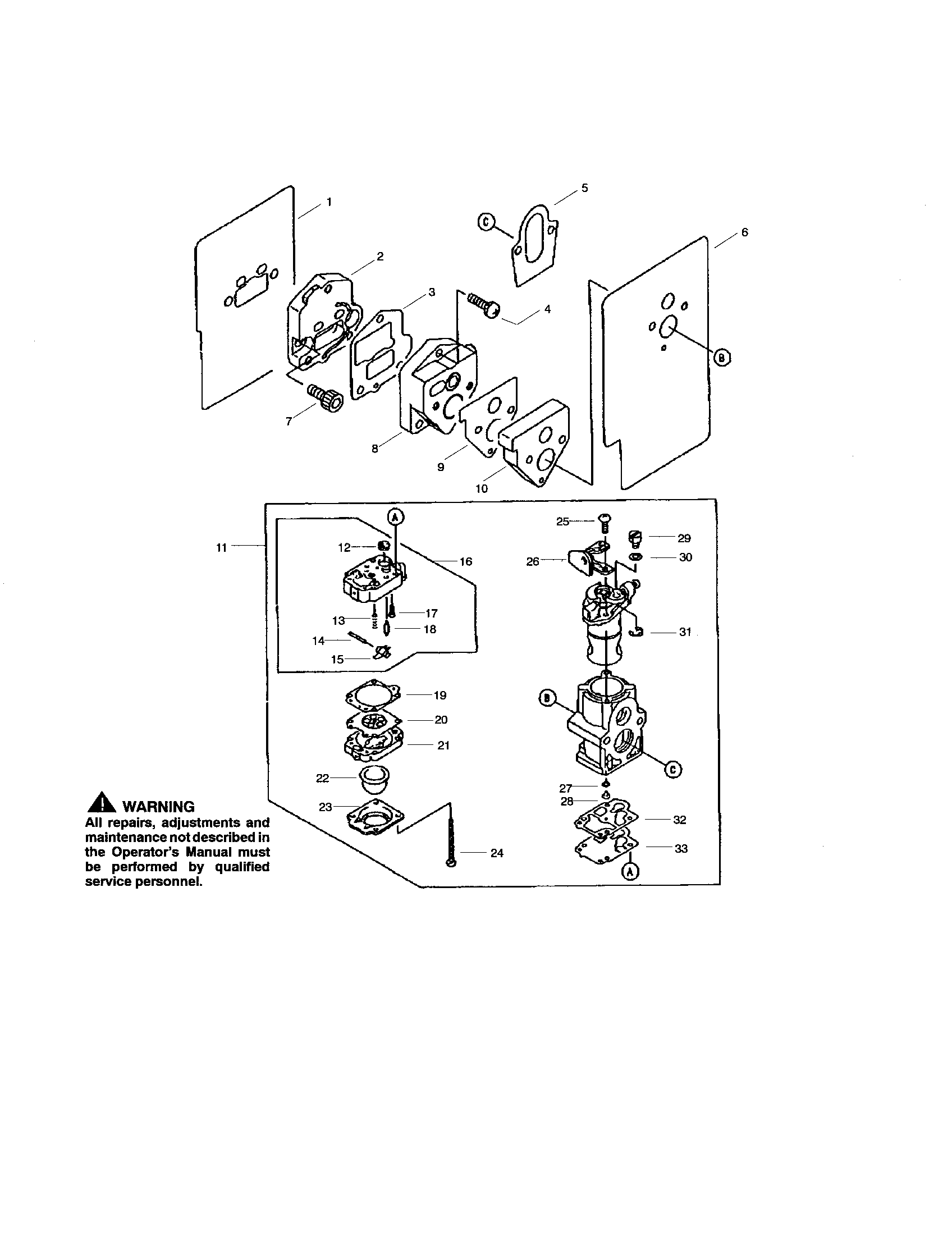 Poulan BP402LE carburetor/reed valve diagram