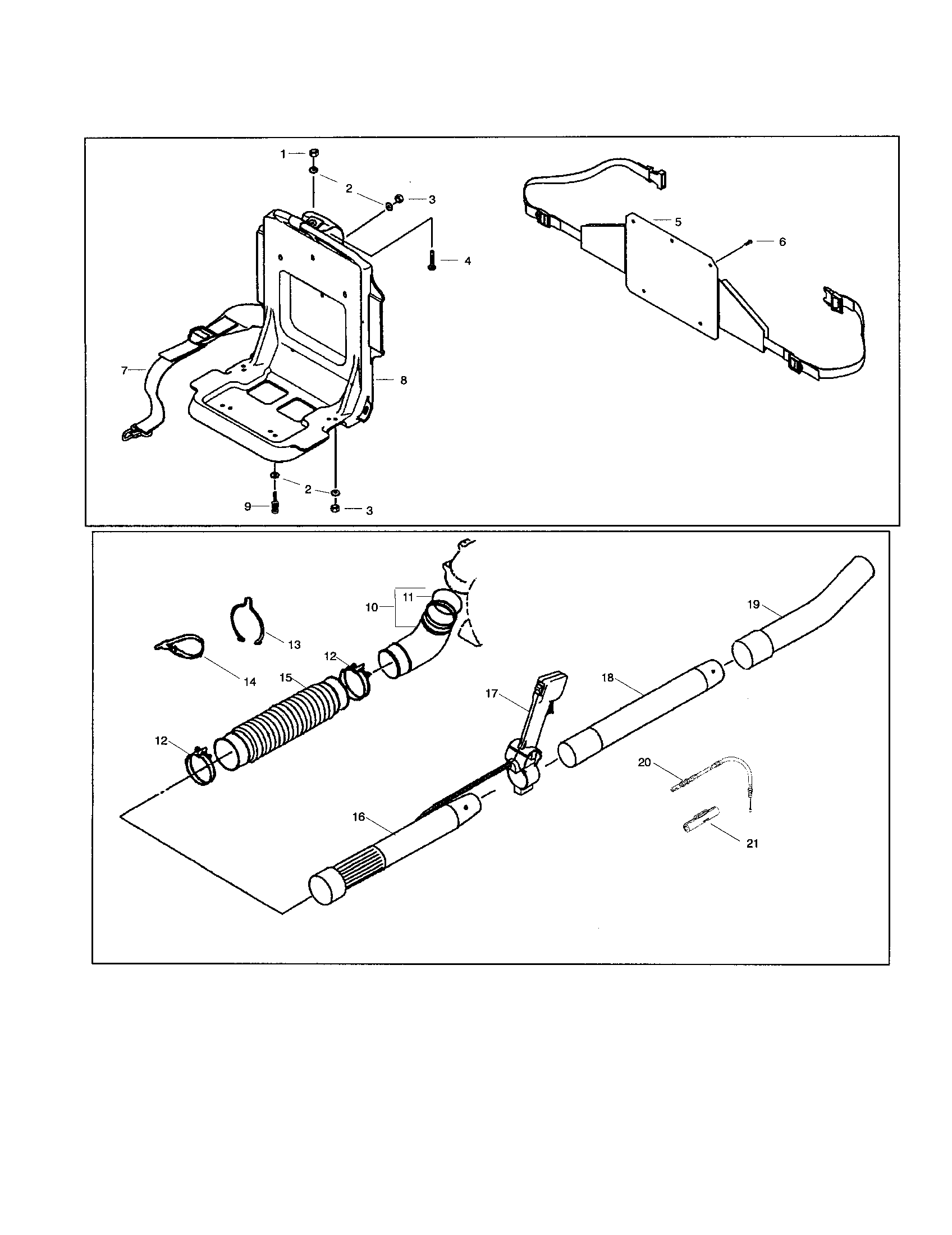 Poulan BP402LE knapsack/pipes diagram
