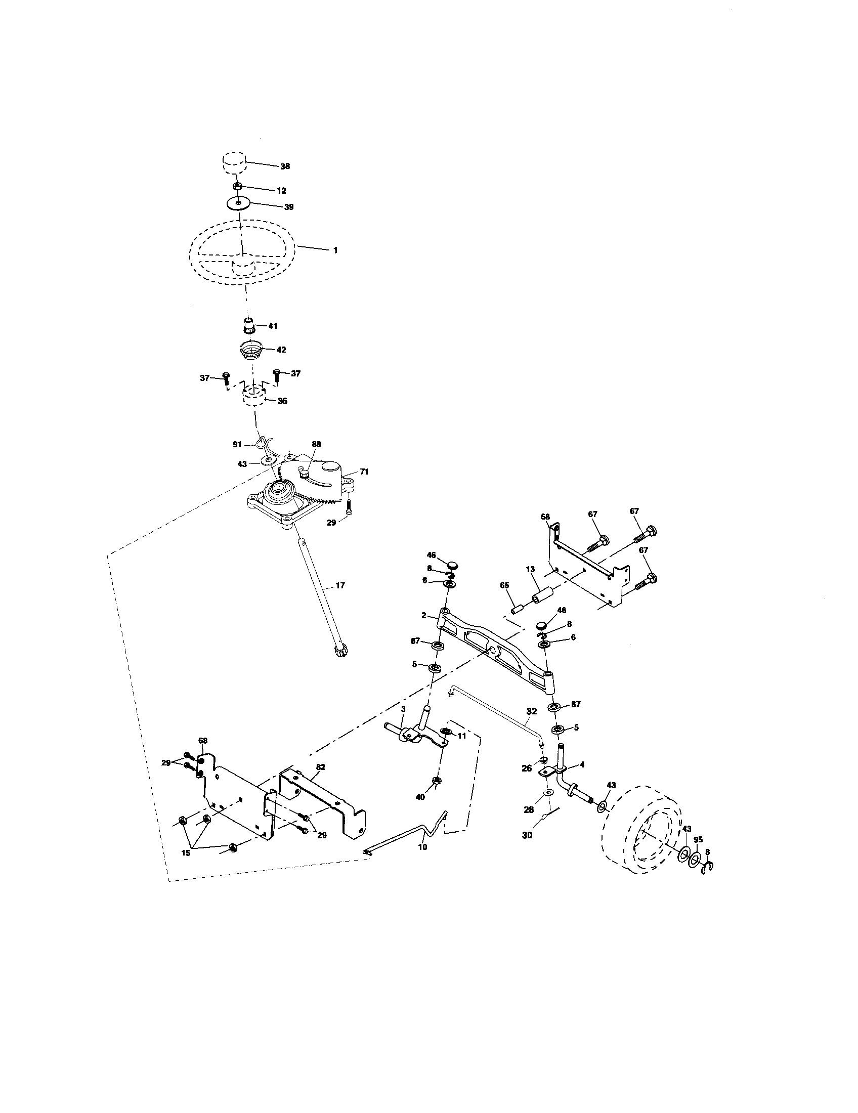 Poulan PK1942YT steering assembly diagram