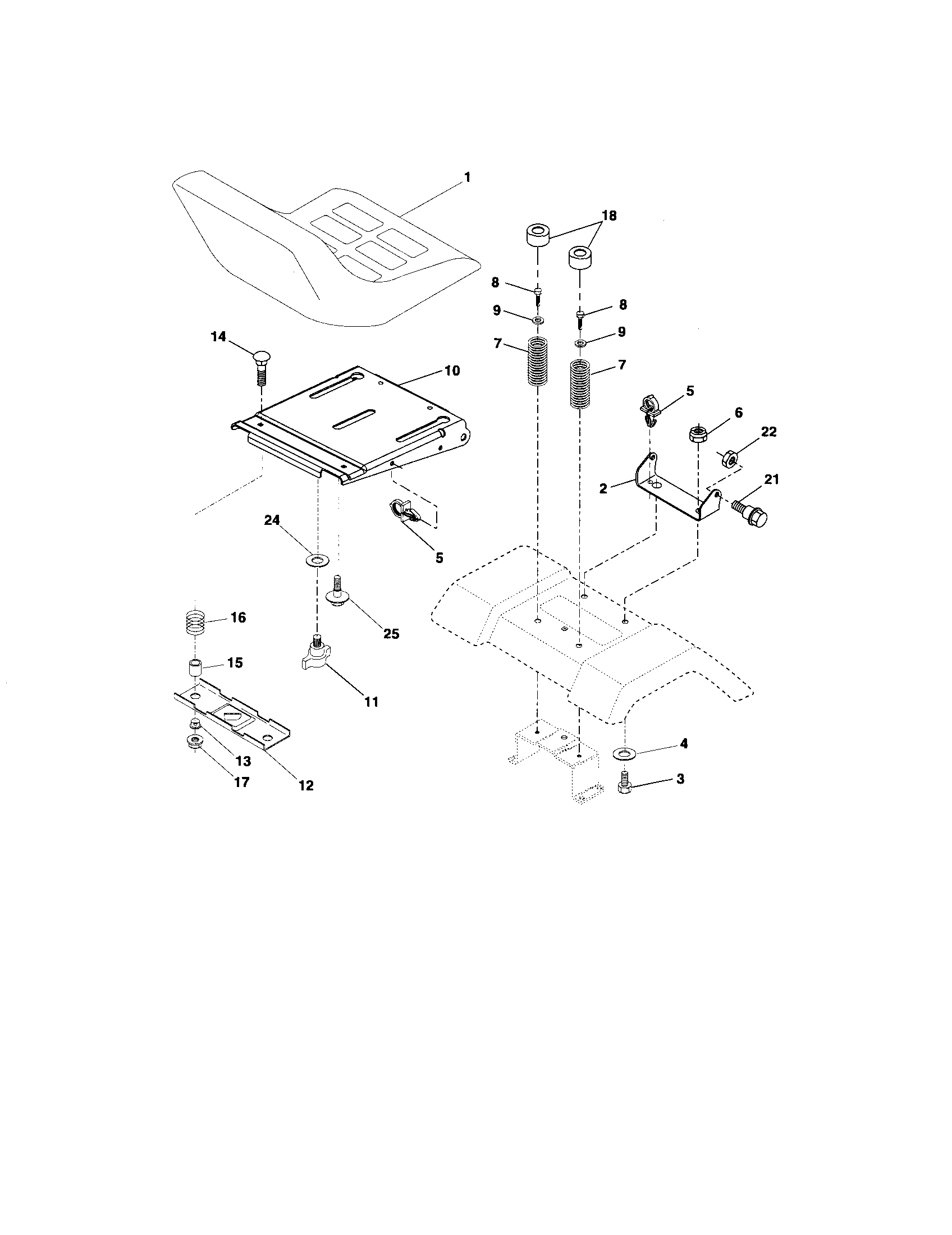 Poulan PK1942YT seat assembly diagram