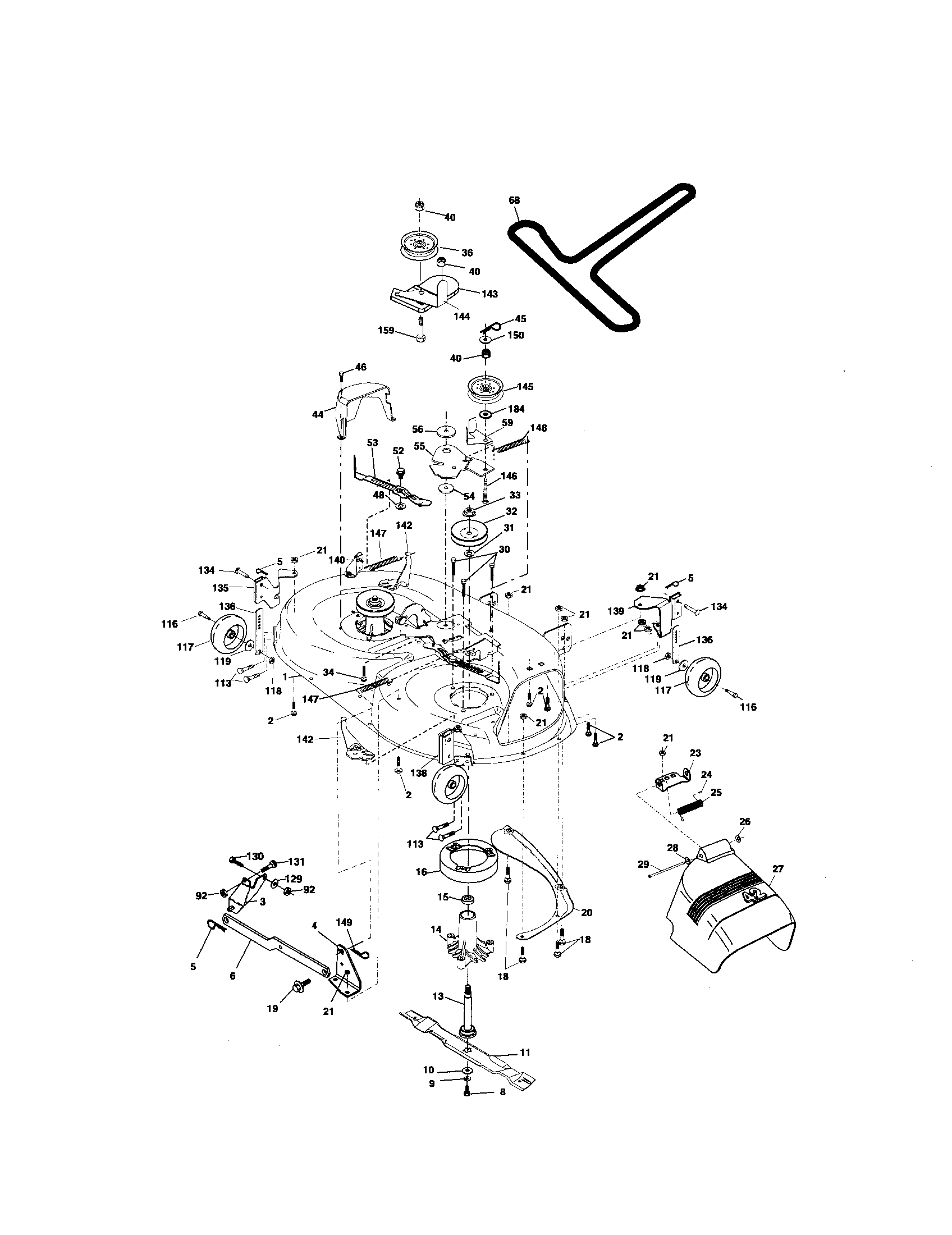 Poulan PK1942YT mower deck diagram