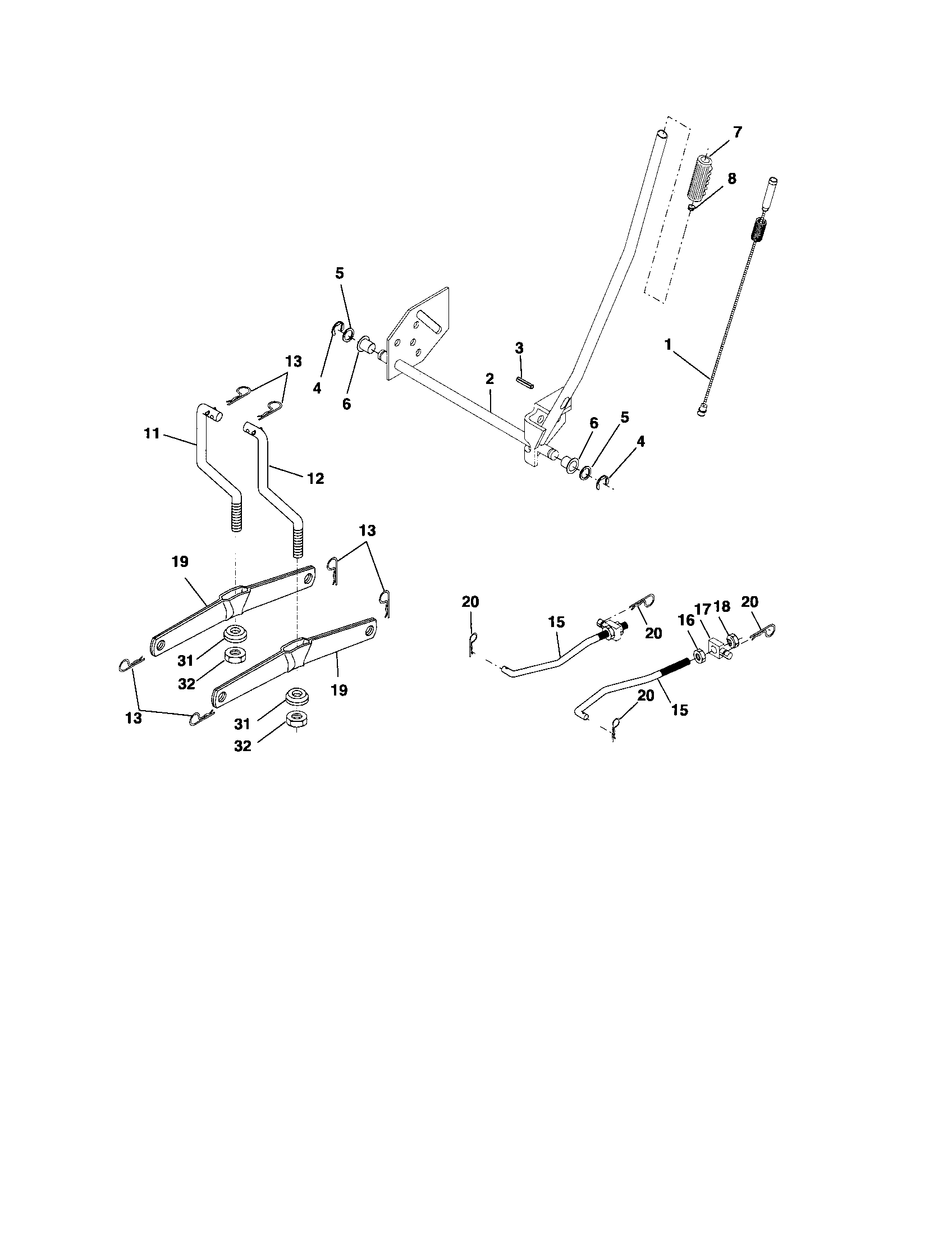 Poulan PK1942YT mower lift diagram