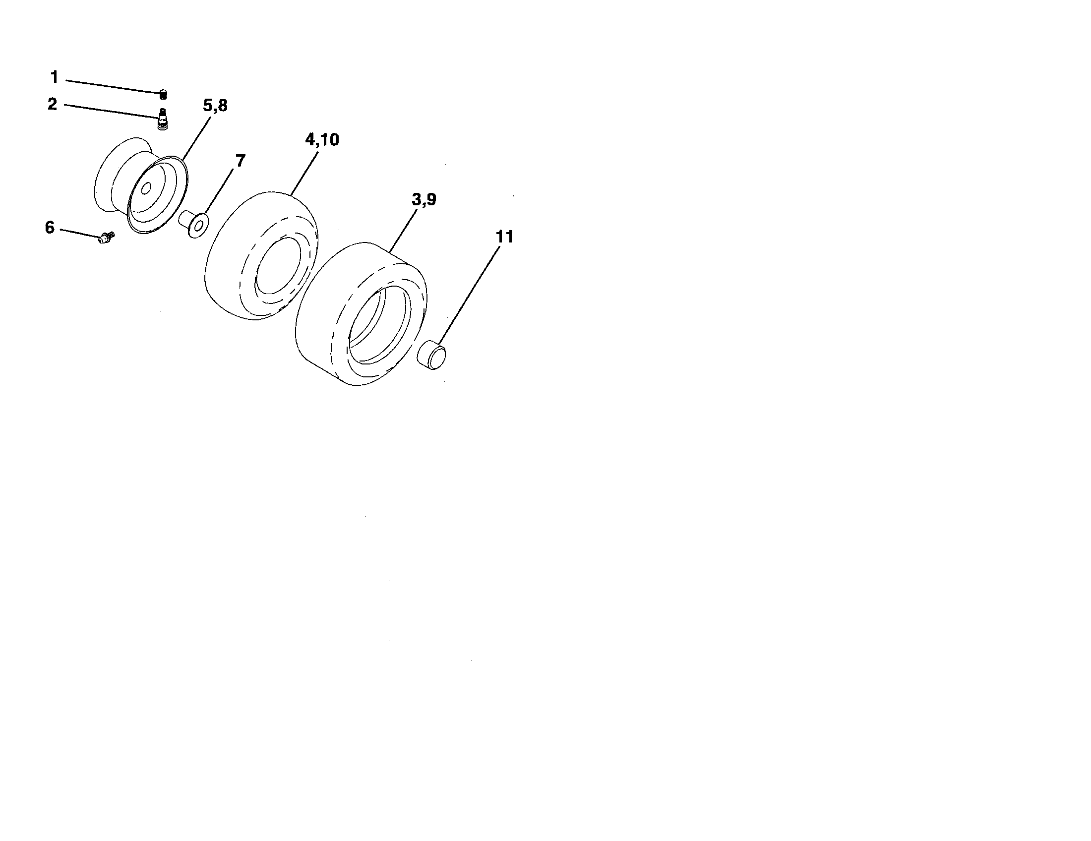 Poulan PK1942YT wheels and tires diagram