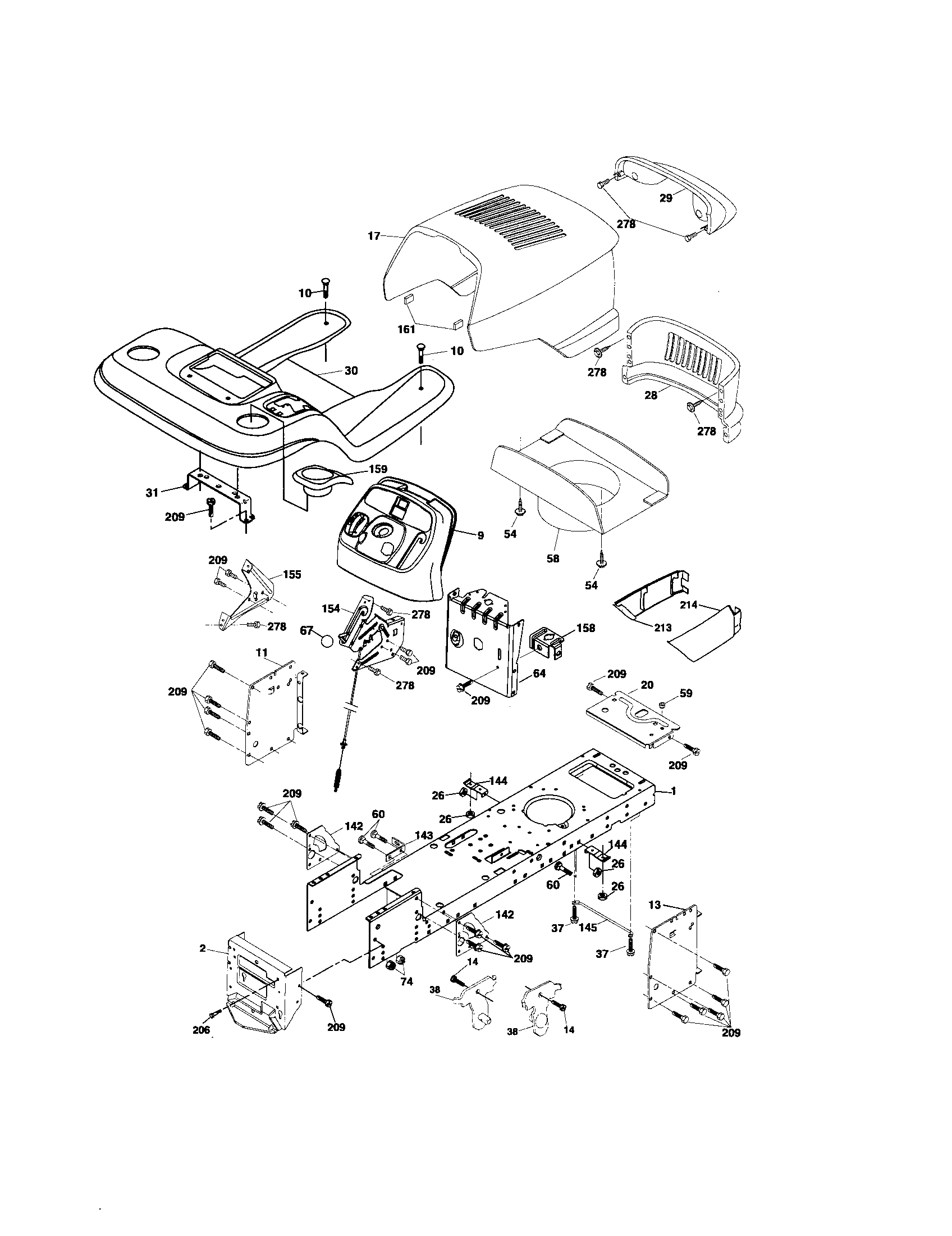 Poulan 96012001800 chassis diagram