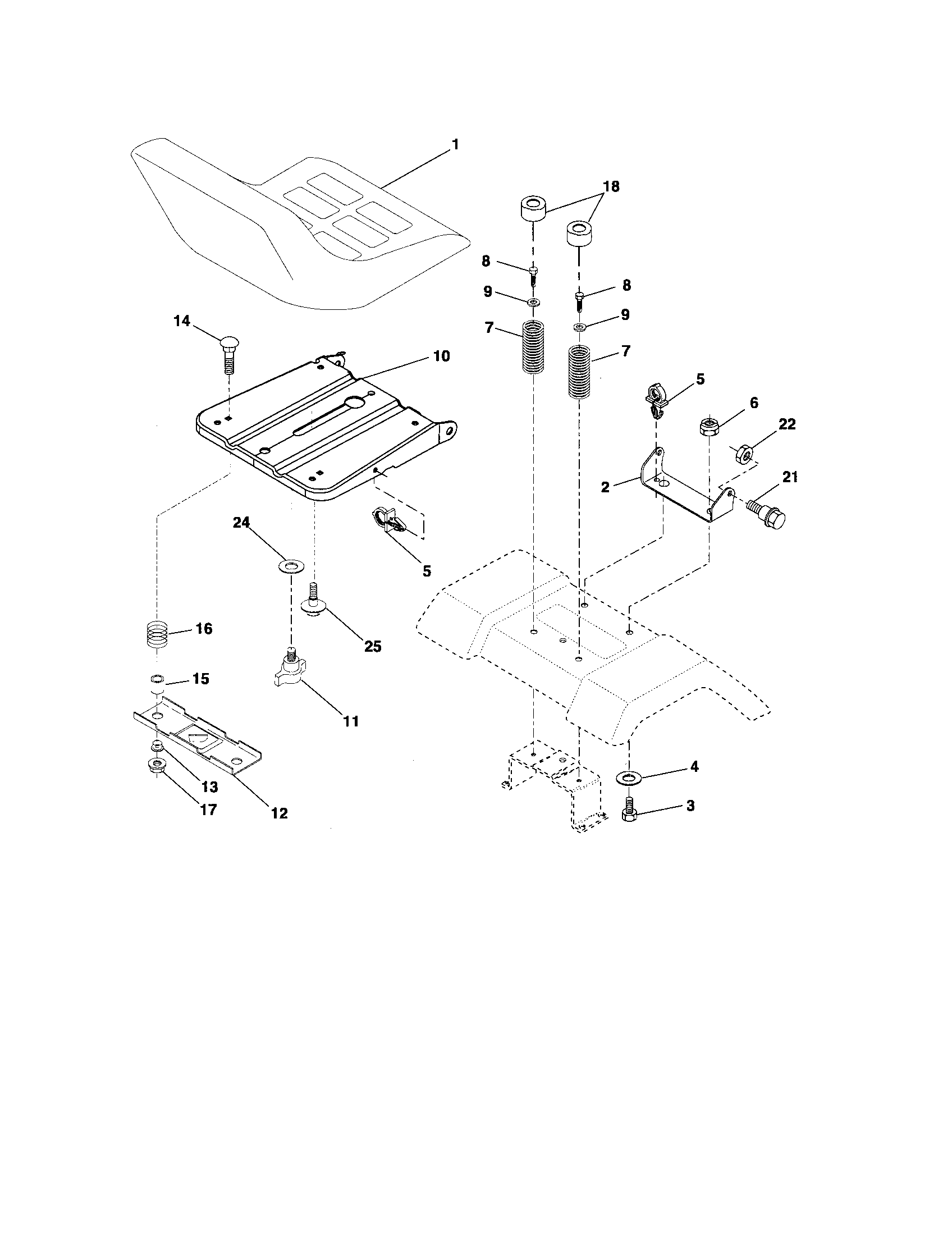 Poulan 96012001800 seat assembly diagram