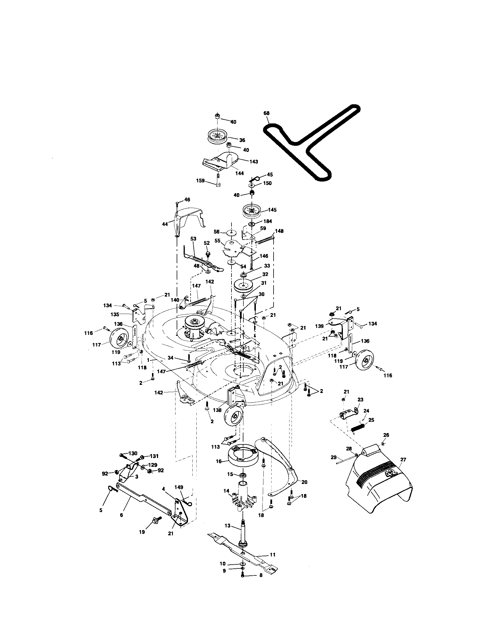 Poulan 96012001800 mower deck diagram