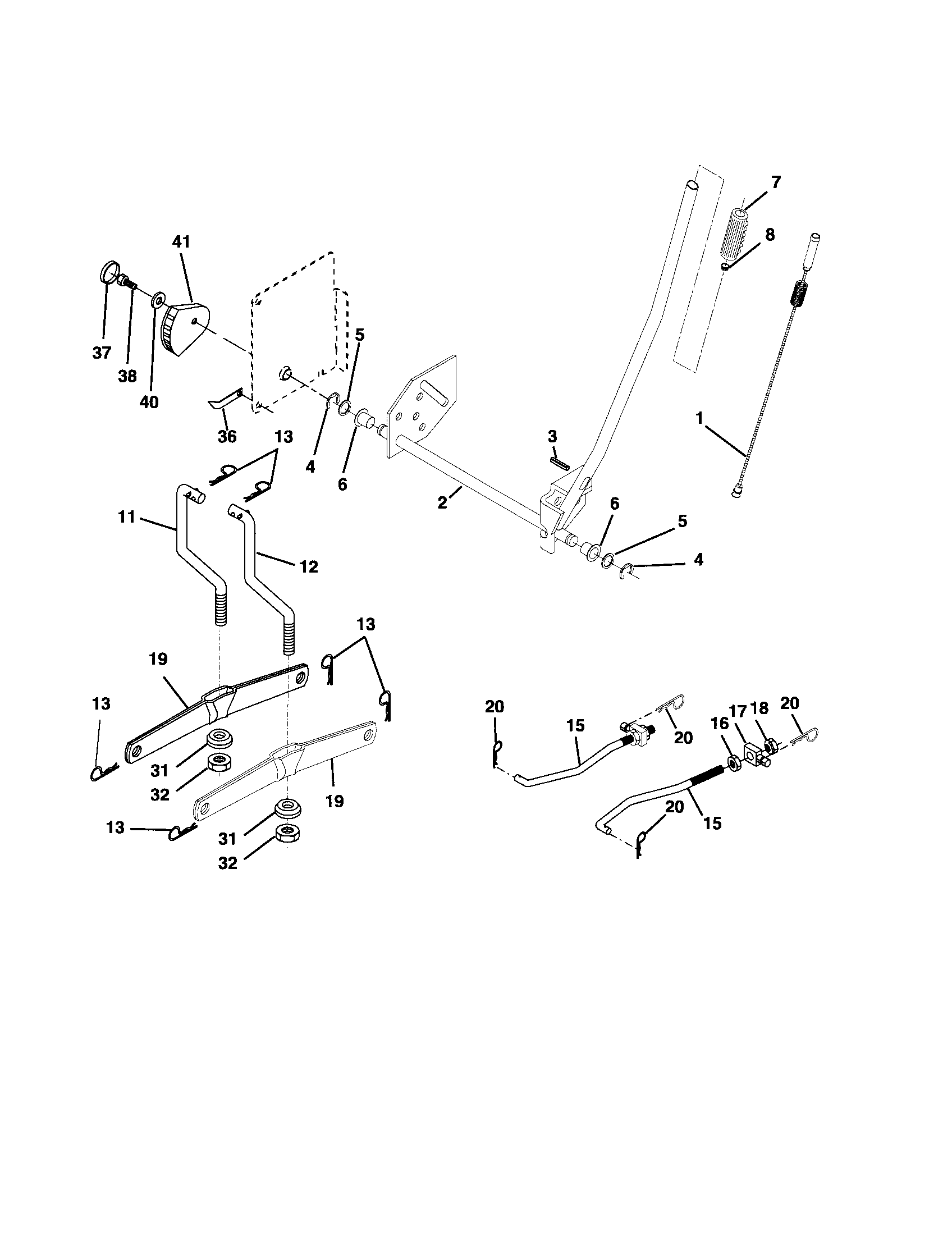 Poulan 96012001800 mower lift diagram