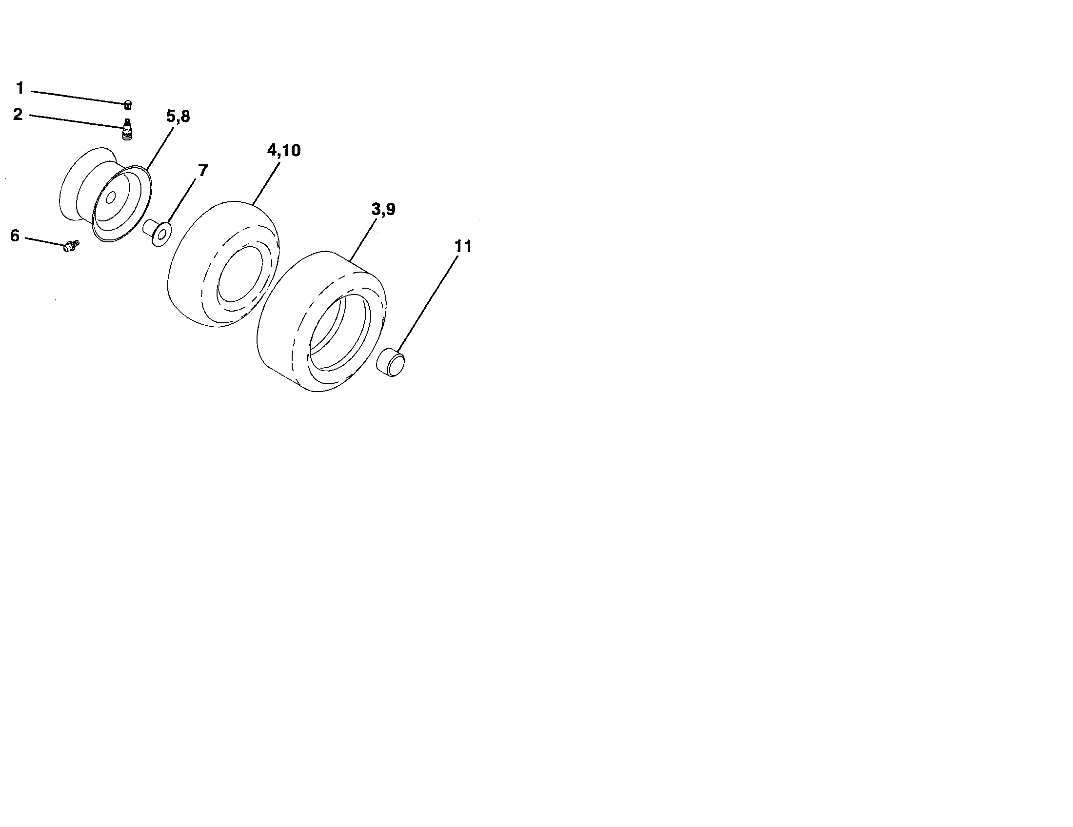Poulan 96012001800 wheels and tires diagram