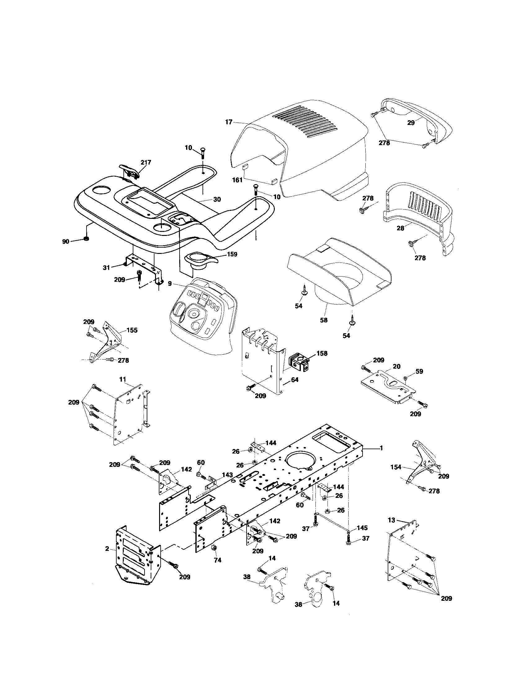 Poulan PK23H48YT chassis and enclosures diagram