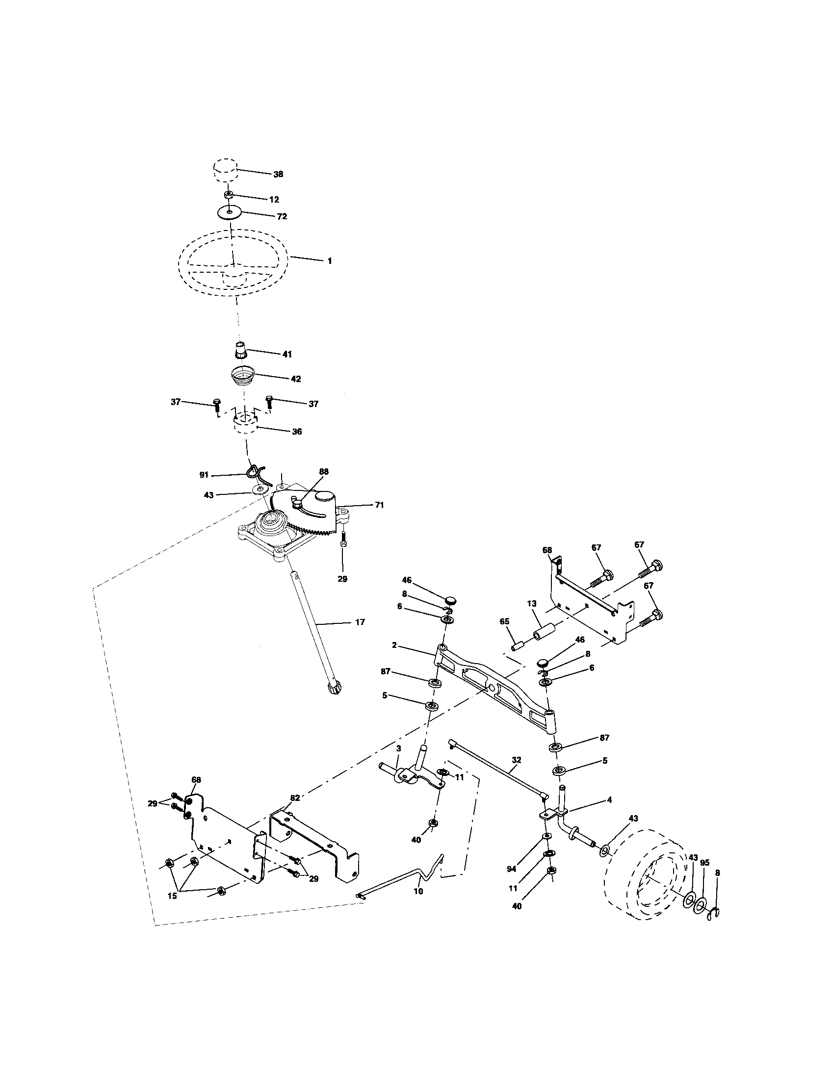 Poulan PK23H48YT steering assembly diagram