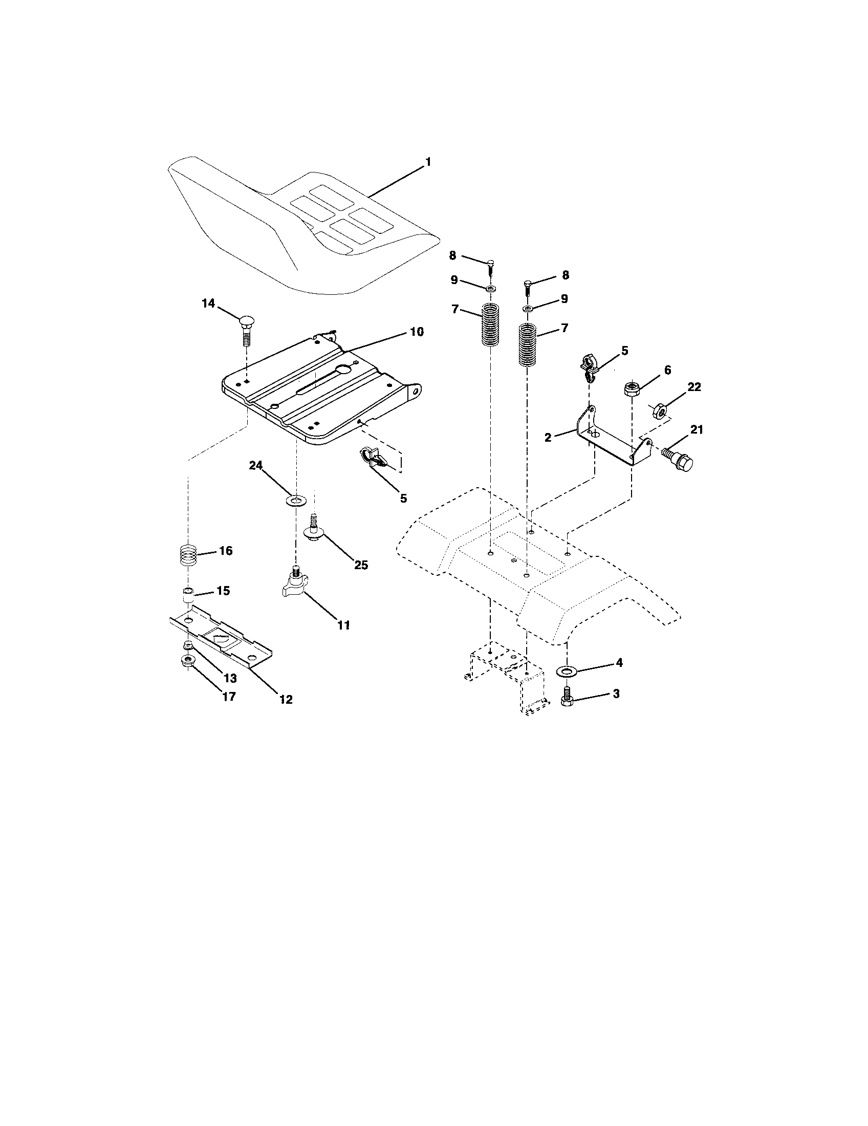 Poulan PK23H48YT seat assembly diagram
