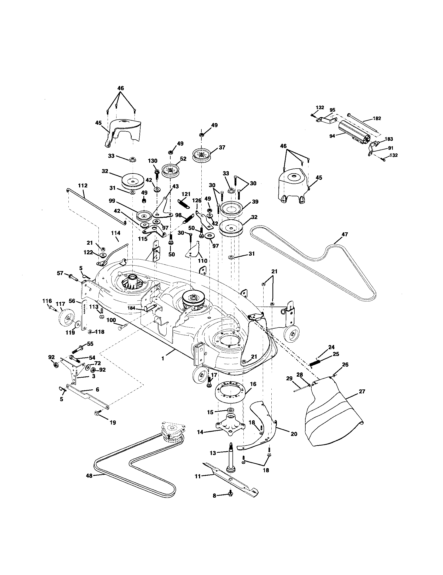 Poulan PK23H48YT mower deck diagram