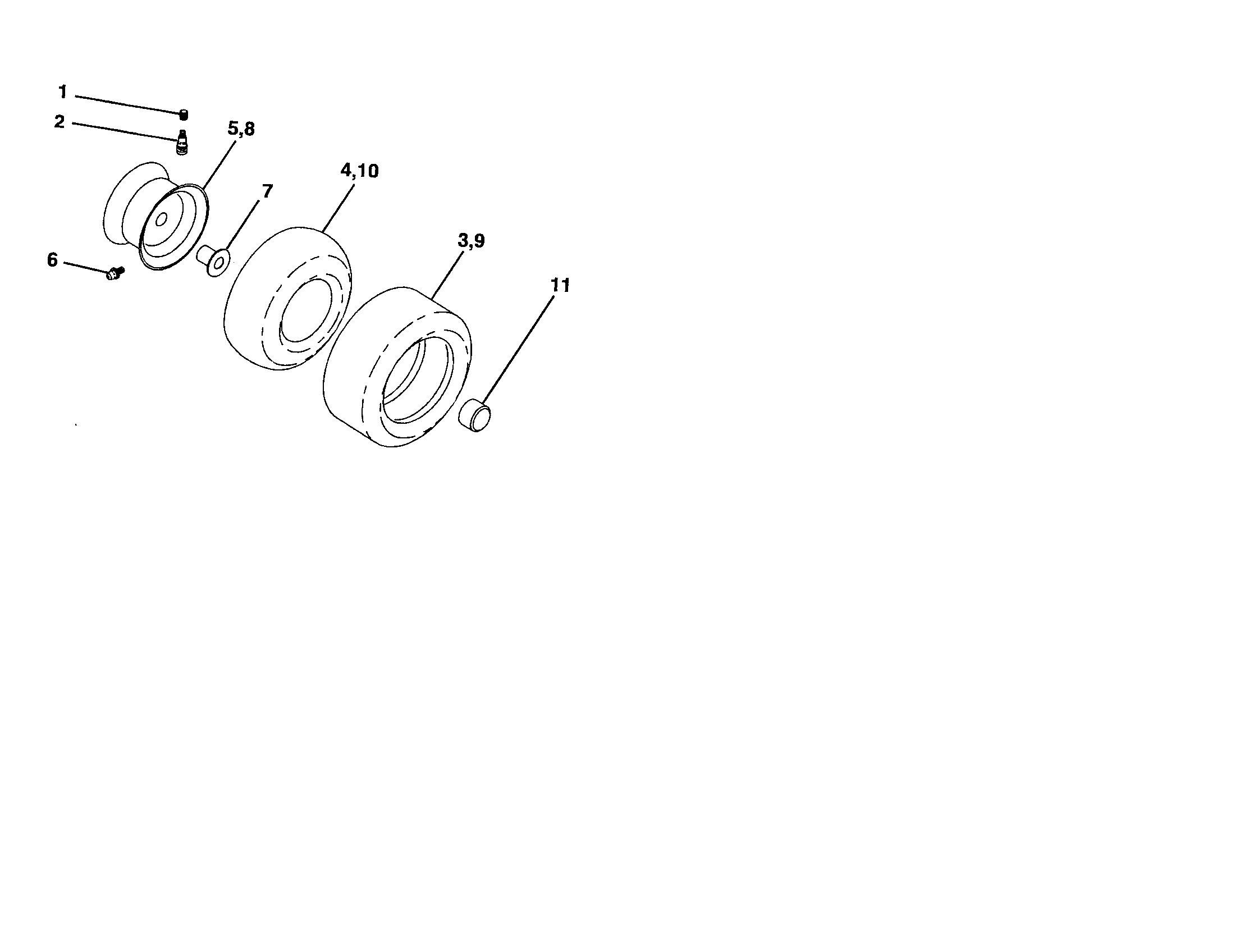Poulan PK23H48YT wheels and tires diagram