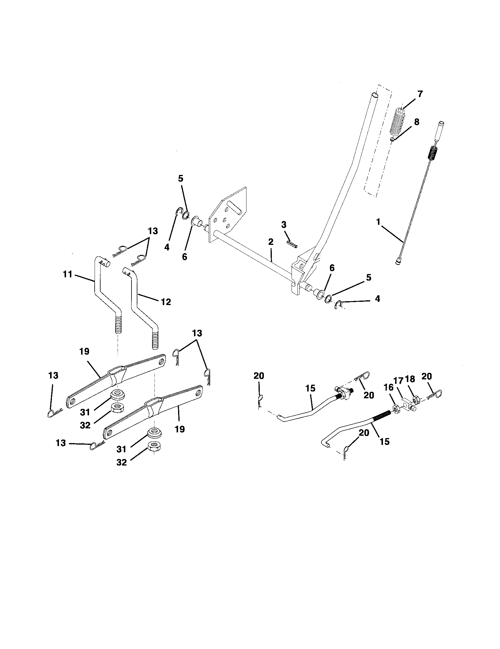 Poulan 96012002700 mower lift diagram