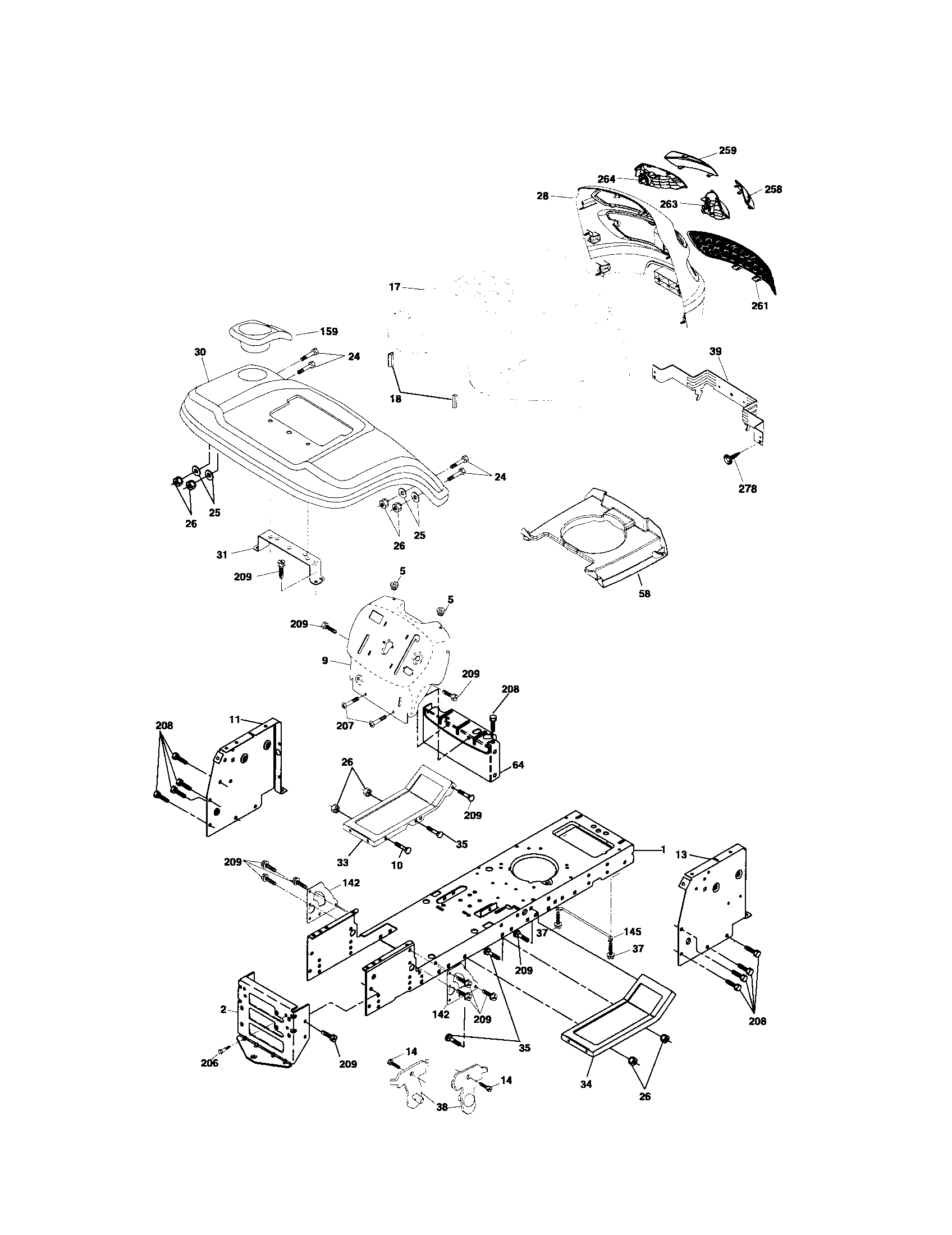 Poulan BB185H42LT chassis diagram