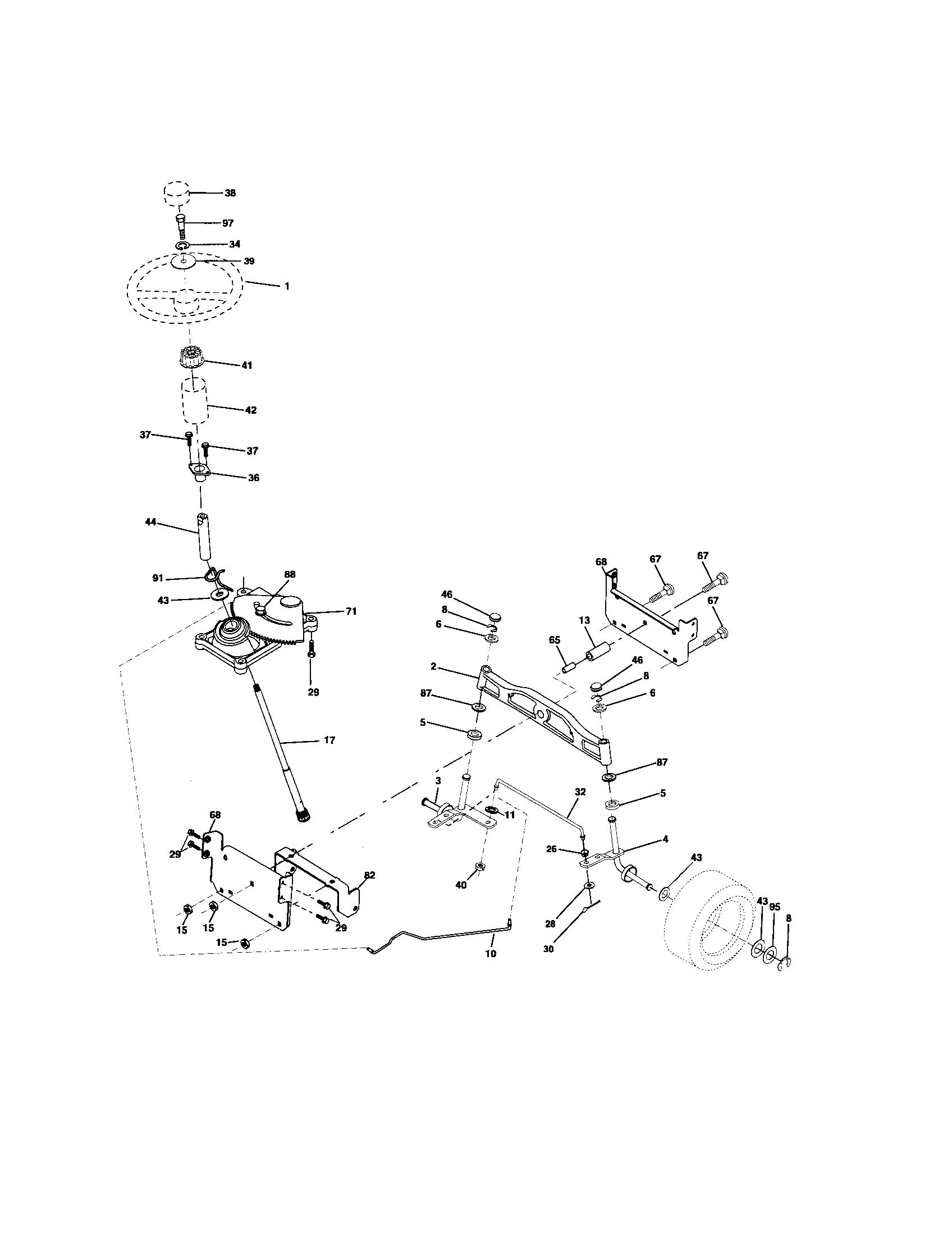 Poulan BB185H42LT steering assembly diagram