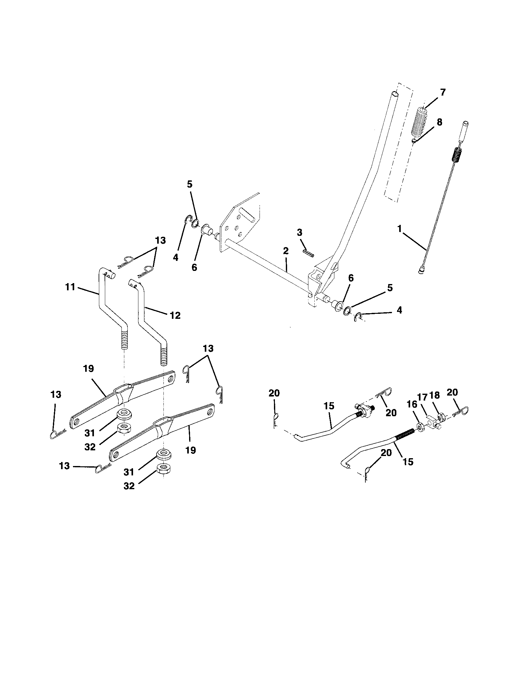 Poulan BB185H42LT mower lift diagram