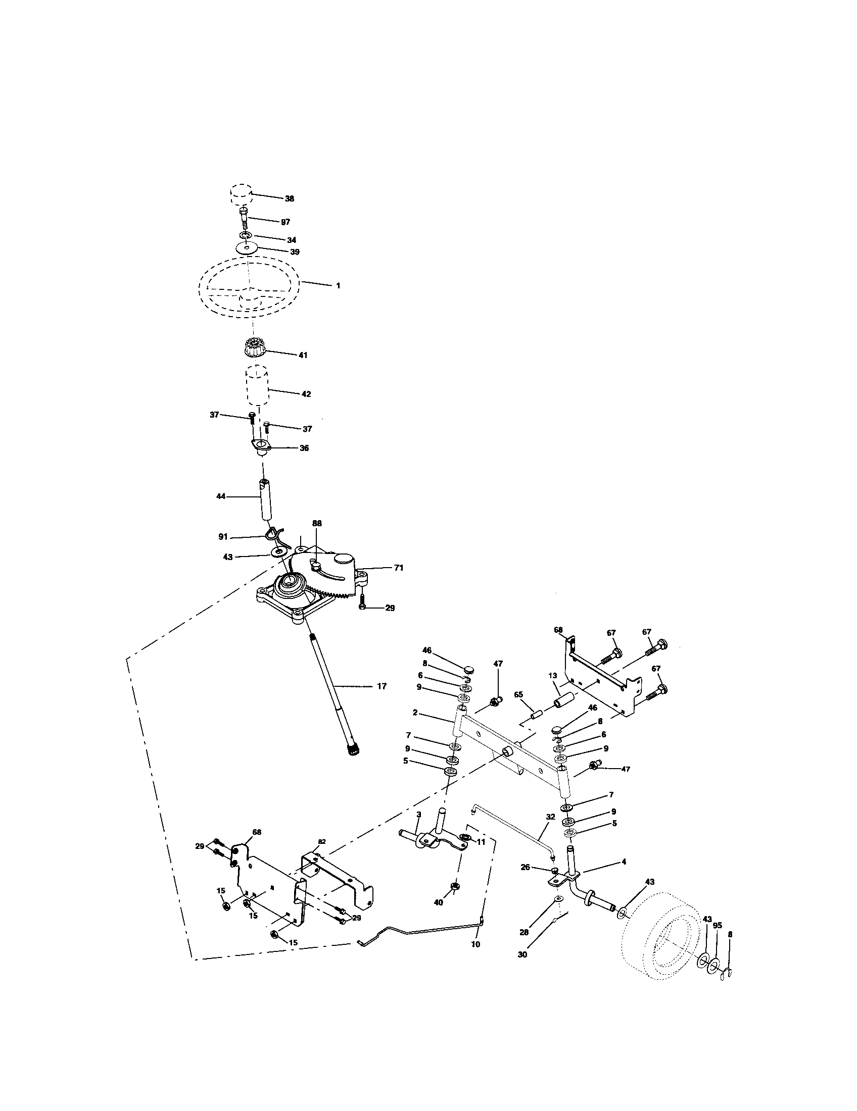 Poulan 96012000301 steering assembly diagram