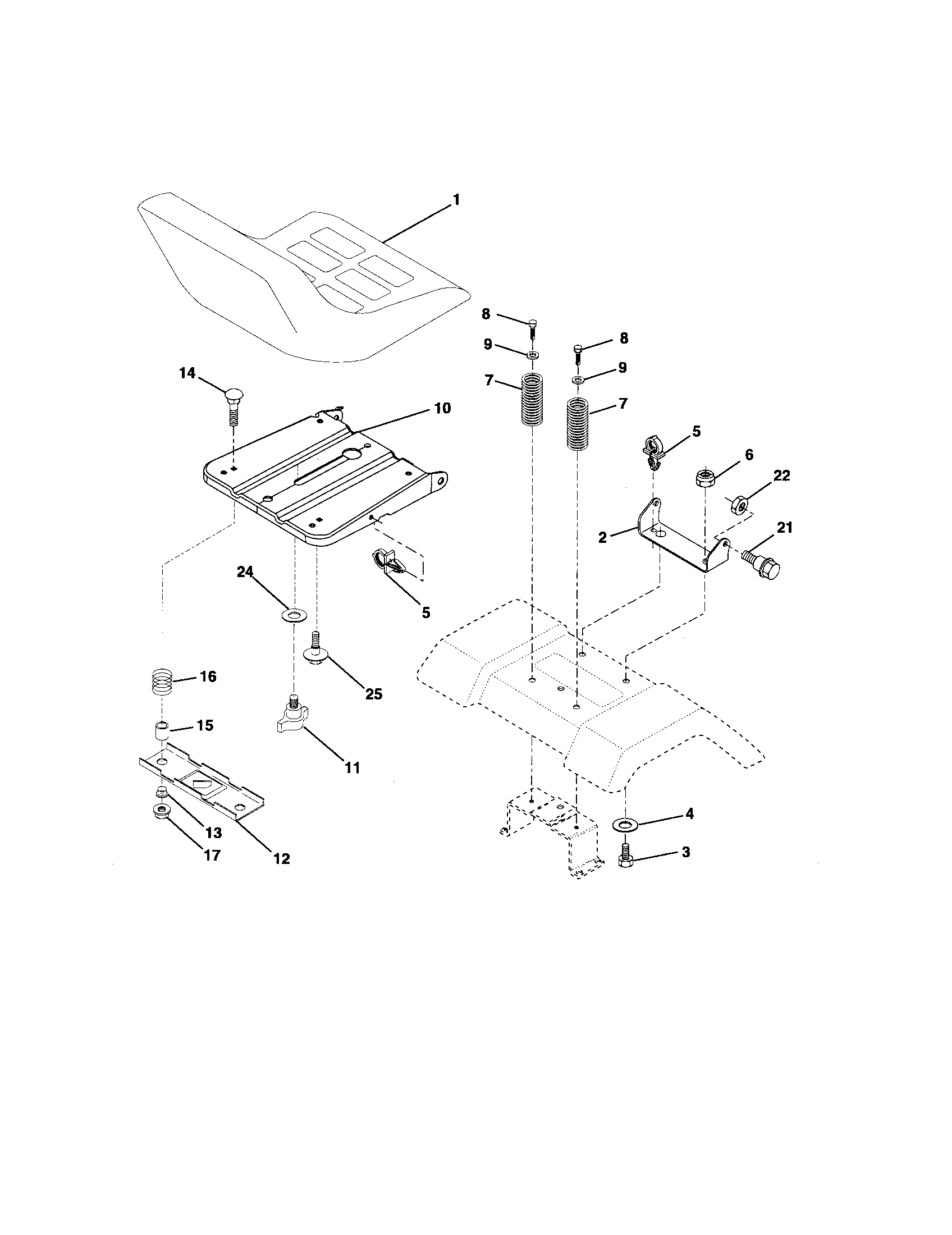Poulan 96012000301 seat assembly diagram