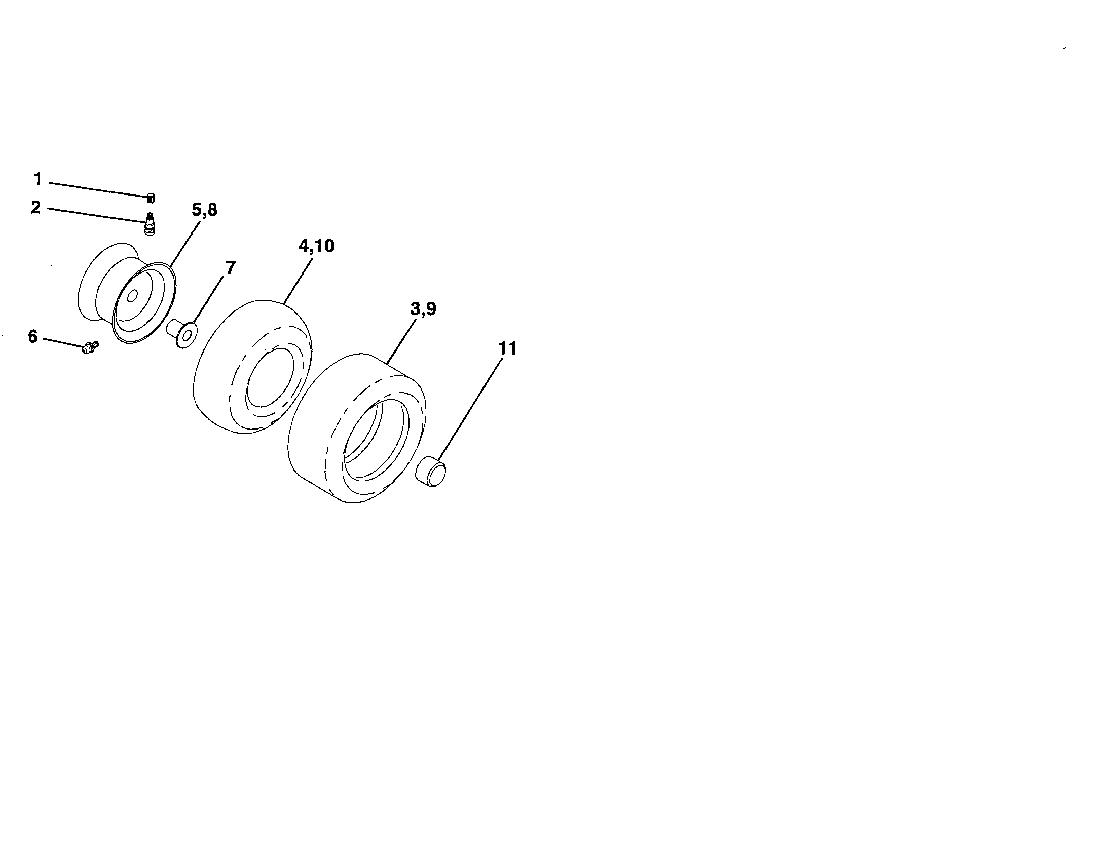 Poulan 96012000301 wheels and tires diagram