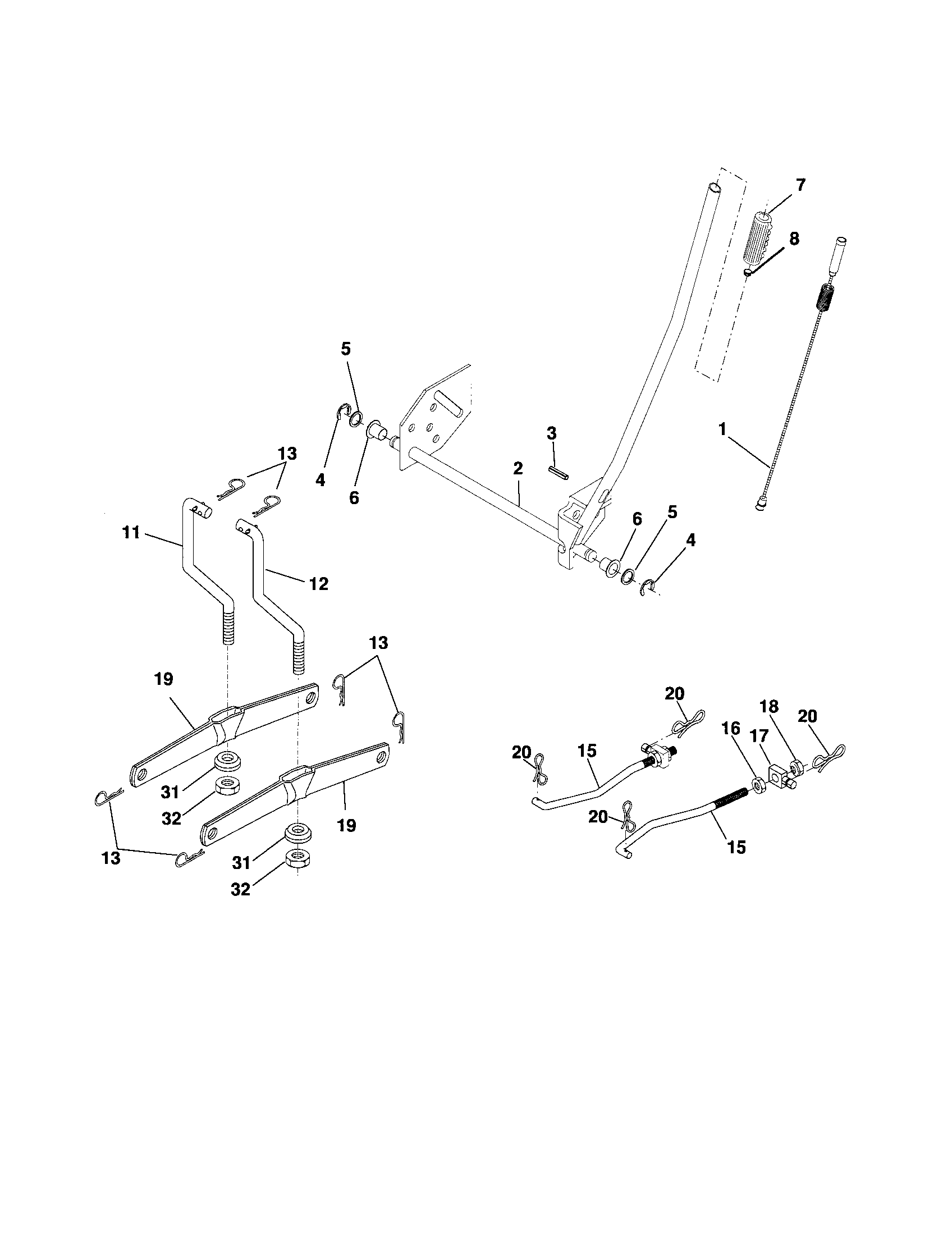 Poulan 96012000301 mower lift diagram