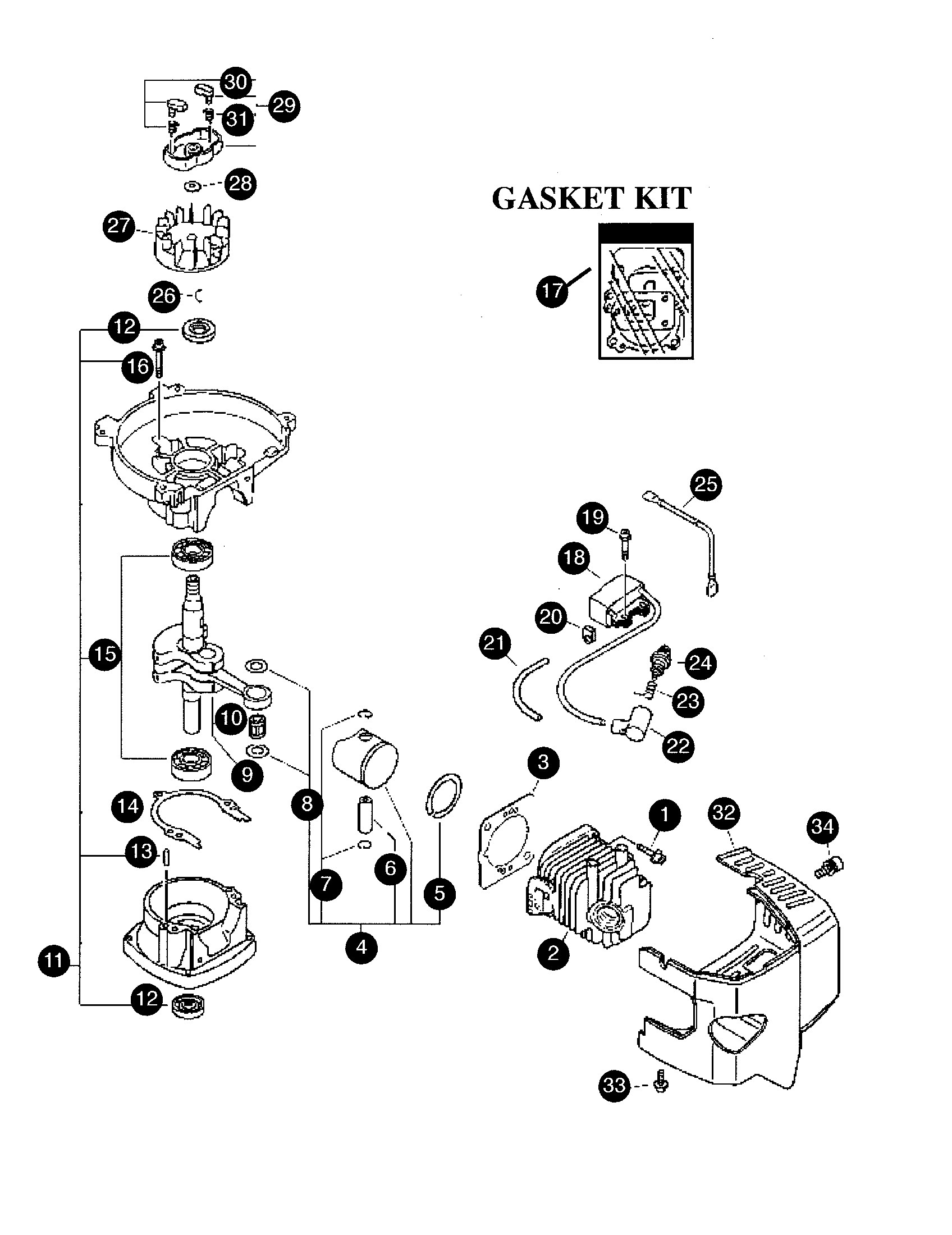 Mantis 7225 block / gasket kit diagram