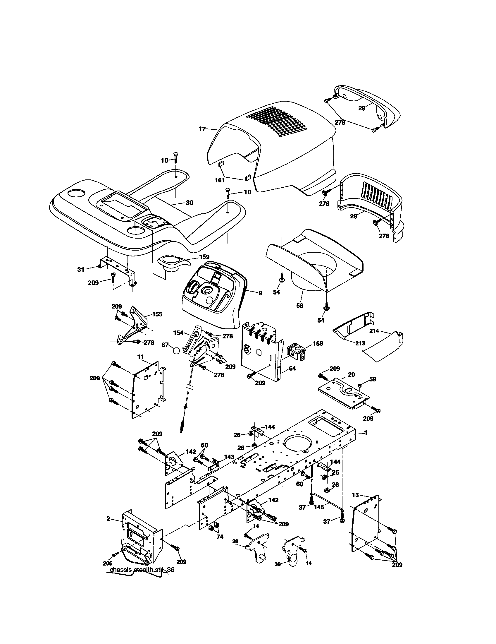 Poulan 96012003601 chassis diagram