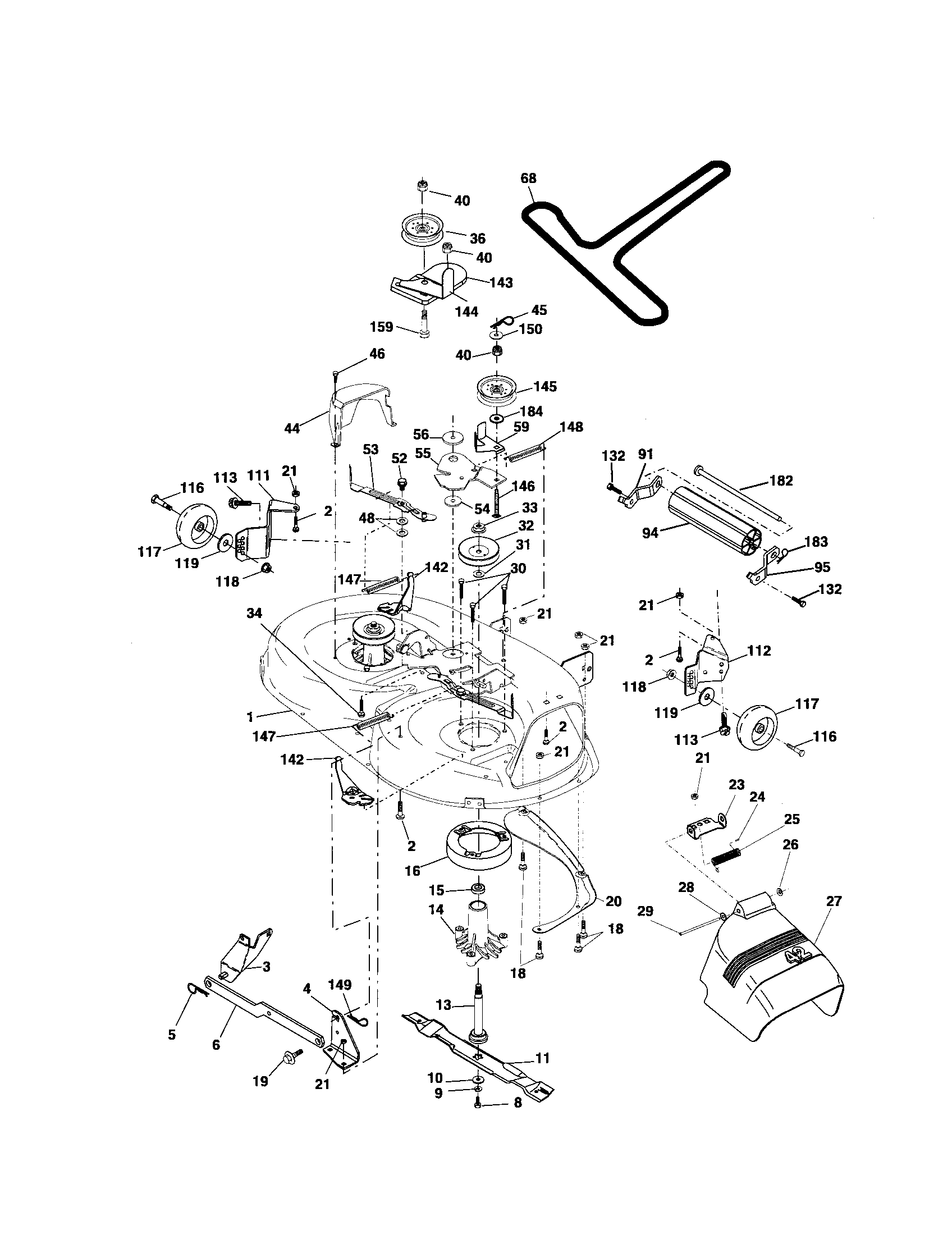 Poulan 96012003601 mower deck diagram