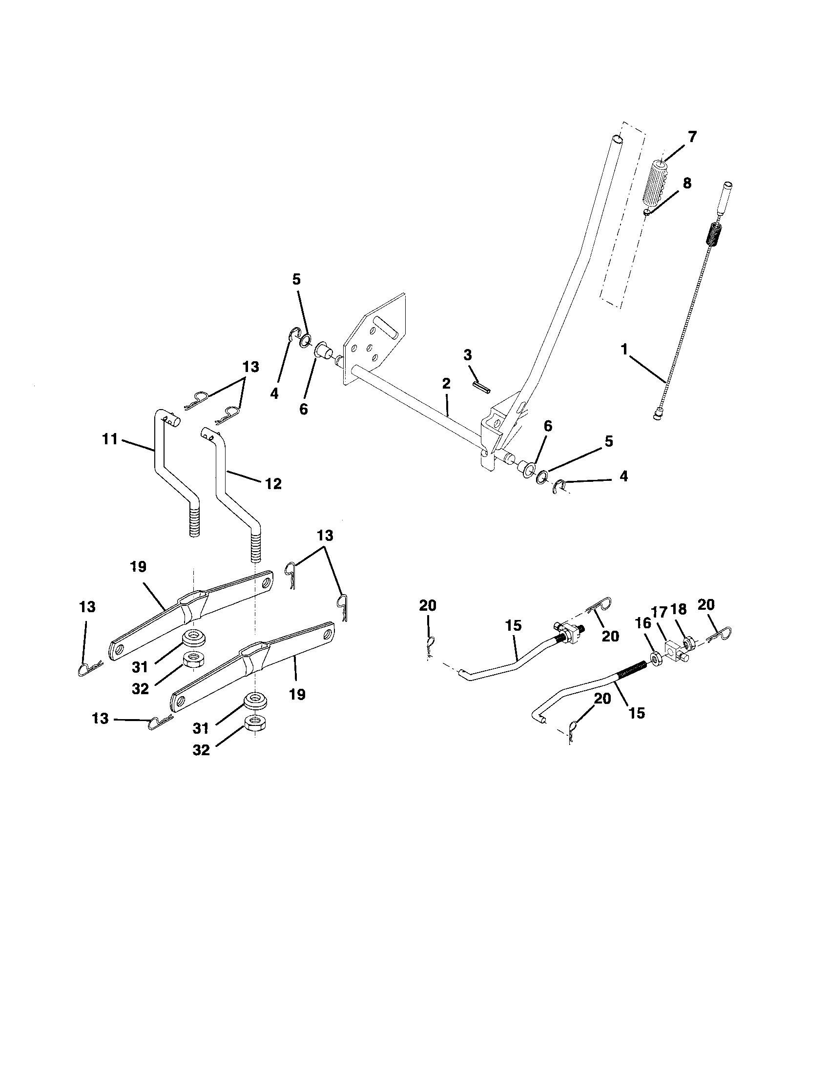 Poulan 96012003601 mower lift diagram