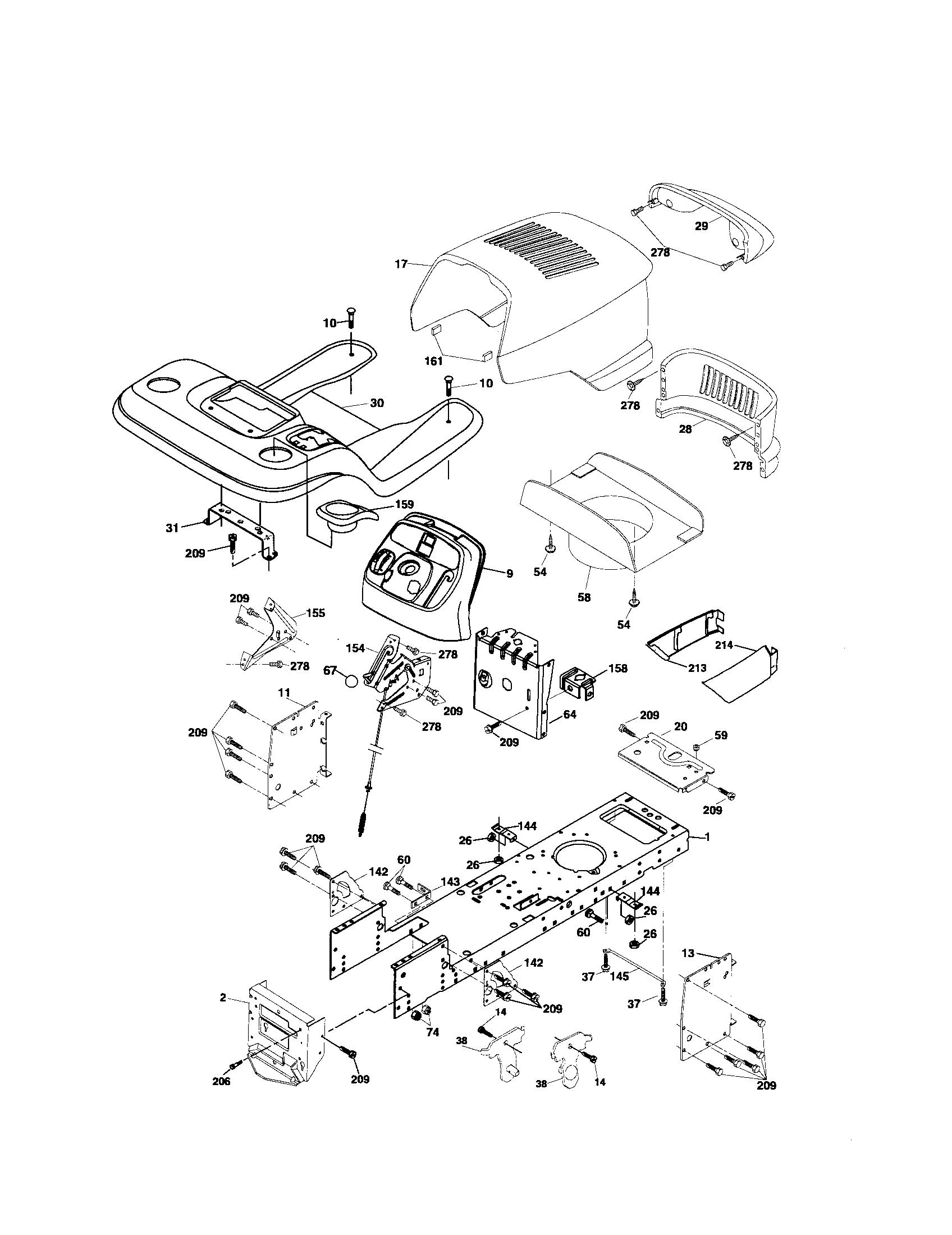 Poulan 96012003500 chassis diagram
