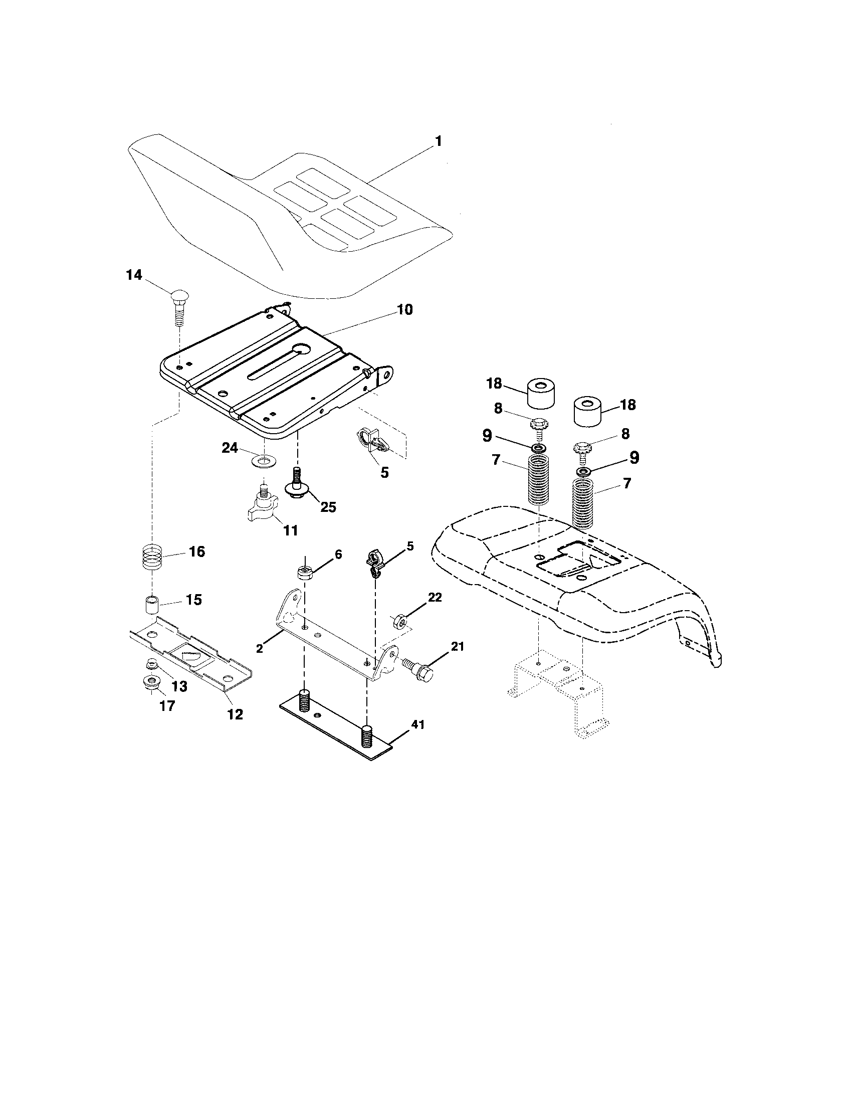 Poulan 96012003500 seat assembly-96012003501 diagram
